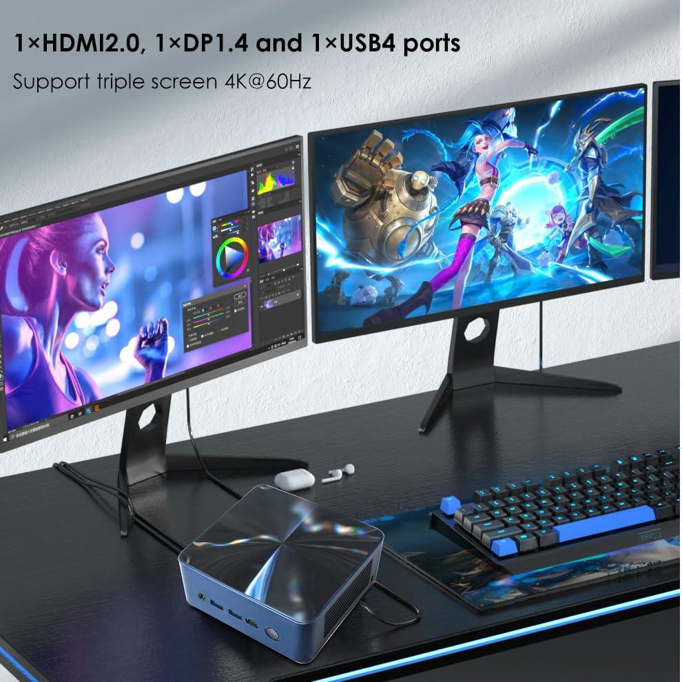 BRE NUC BRE NUC N7P Mini PC, AMD Ryzen 7 7840HS(up to 5.1GHz) 8C/16T, Mini Computer 16GB DDR5 RAM 512GB NVMe PCIE 4.0 SSD, Mini Desktop Computer 4K 60Hz Triple Screen Display WiFi6/BT5.2