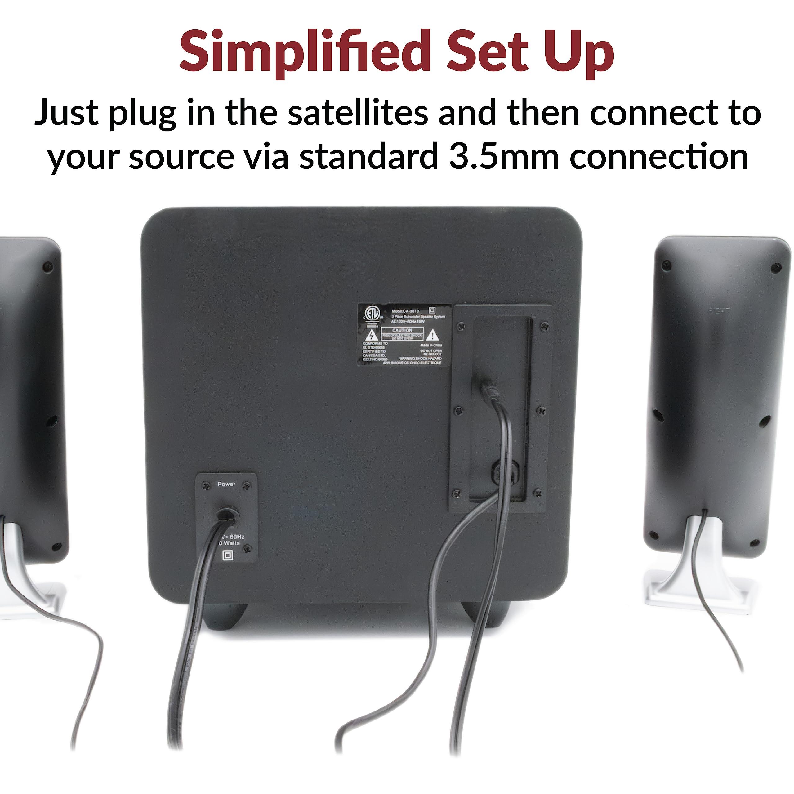 Cyber Acoustics Cyber Acoustics CA-3610 2.1 Multimedia Speaker System with Subwoofer, Perfect Computer Speakers for PC or Mac, Great for Music, Movies, and Gaming