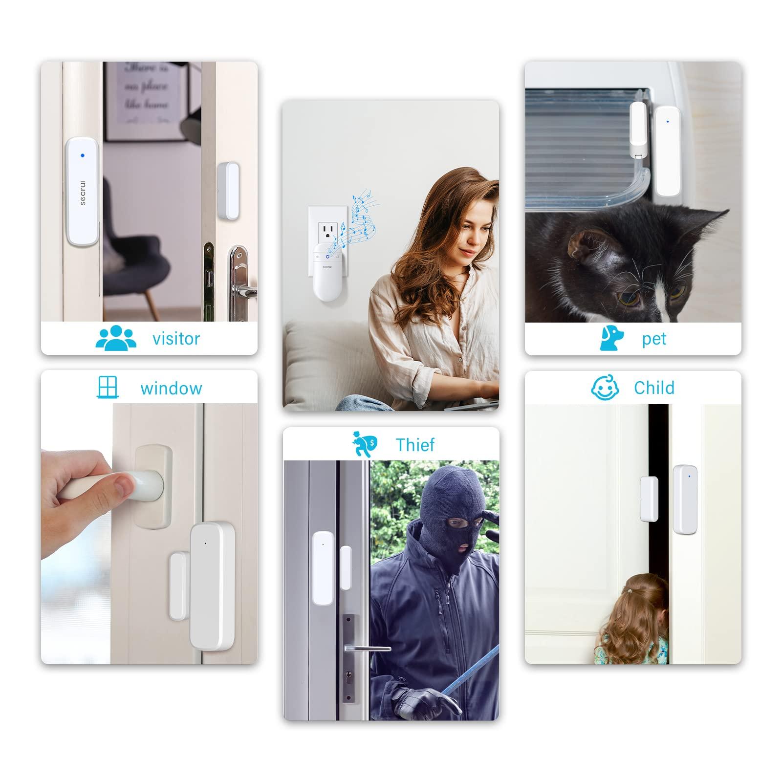 SECRUI Door Chime, Door Sensor Chime for Door Opens Door Ringer with 500ft Operating Range 52 Chime Adjustable Volume Mute Mode LED Indicators Entry Alert Chime for Business/Home/Office