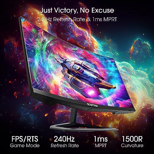 Sceptre Sceptre Curved 24.5-inch Gaming Monitor up to 240Hz 1080p R1500 1ms DisplayPort x2 HDMI x2 Blue Light Shift Build-in Speakers, Machine Black 2023 (C255B-FWT240)