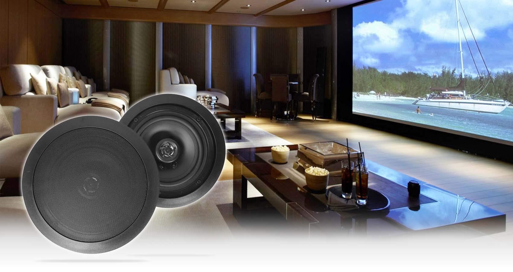Rockville Rockville RPA40BT 4-Room Home Audio Kit Receiver+(8) 6.5\" Black Ceiling Speakers