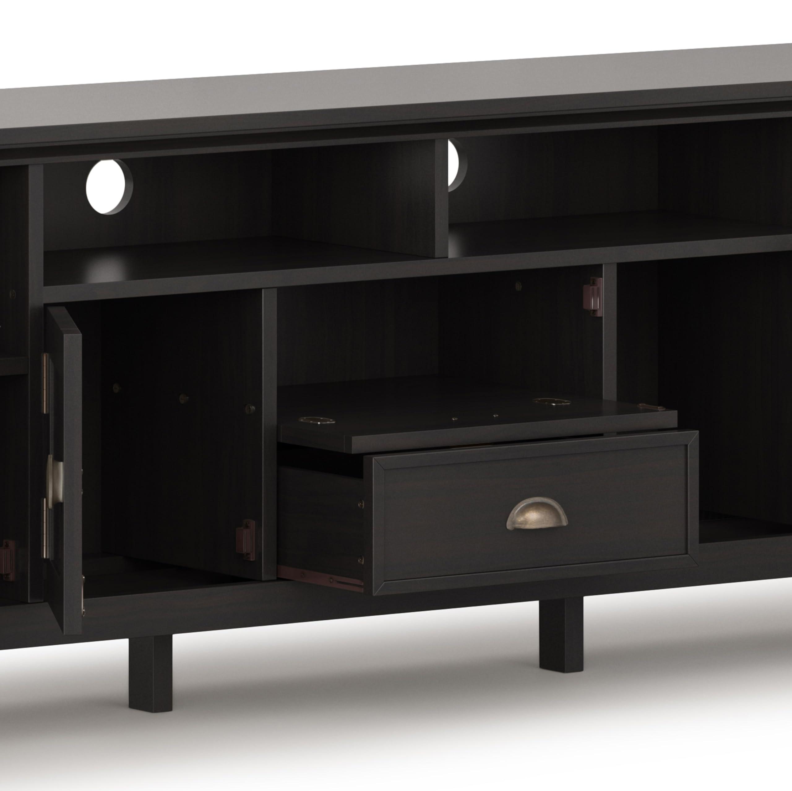 SIMPLIHOME SIMPLIHOME Redmond SOLID WOOD 72 inch Wide Transitional TV Media Stand in Hickory Brown For TVs up to 80 inches for the Living Room and Entertainment Center