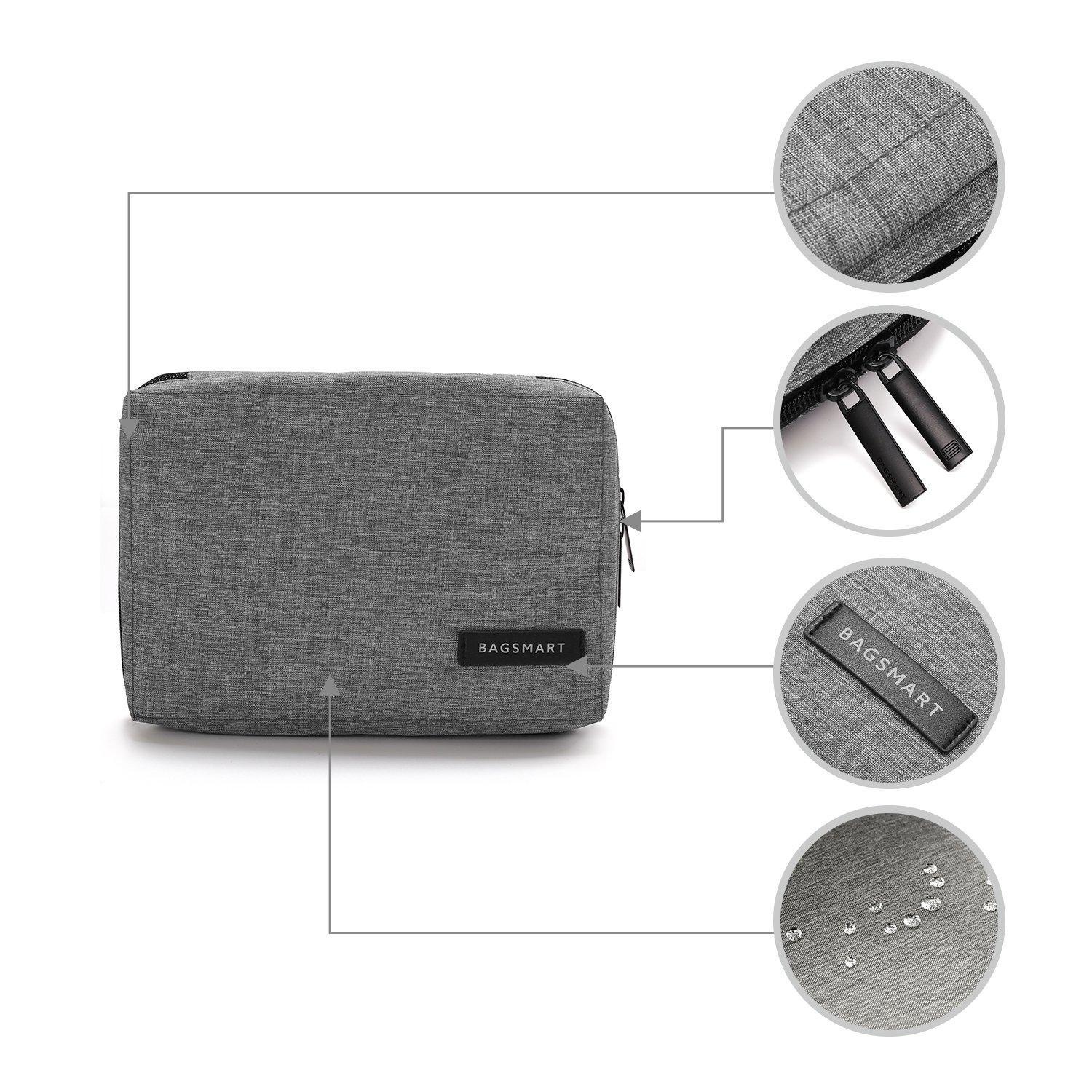 BAGSMART BAGSMART Electronics Organizer Travel Case, Small Travel Cord Organizer Bag for Travel Essentials, Travel Tech Organizer as Travel Accessories for Men Women, Cable Organizer for Phone, SD Card, Grey