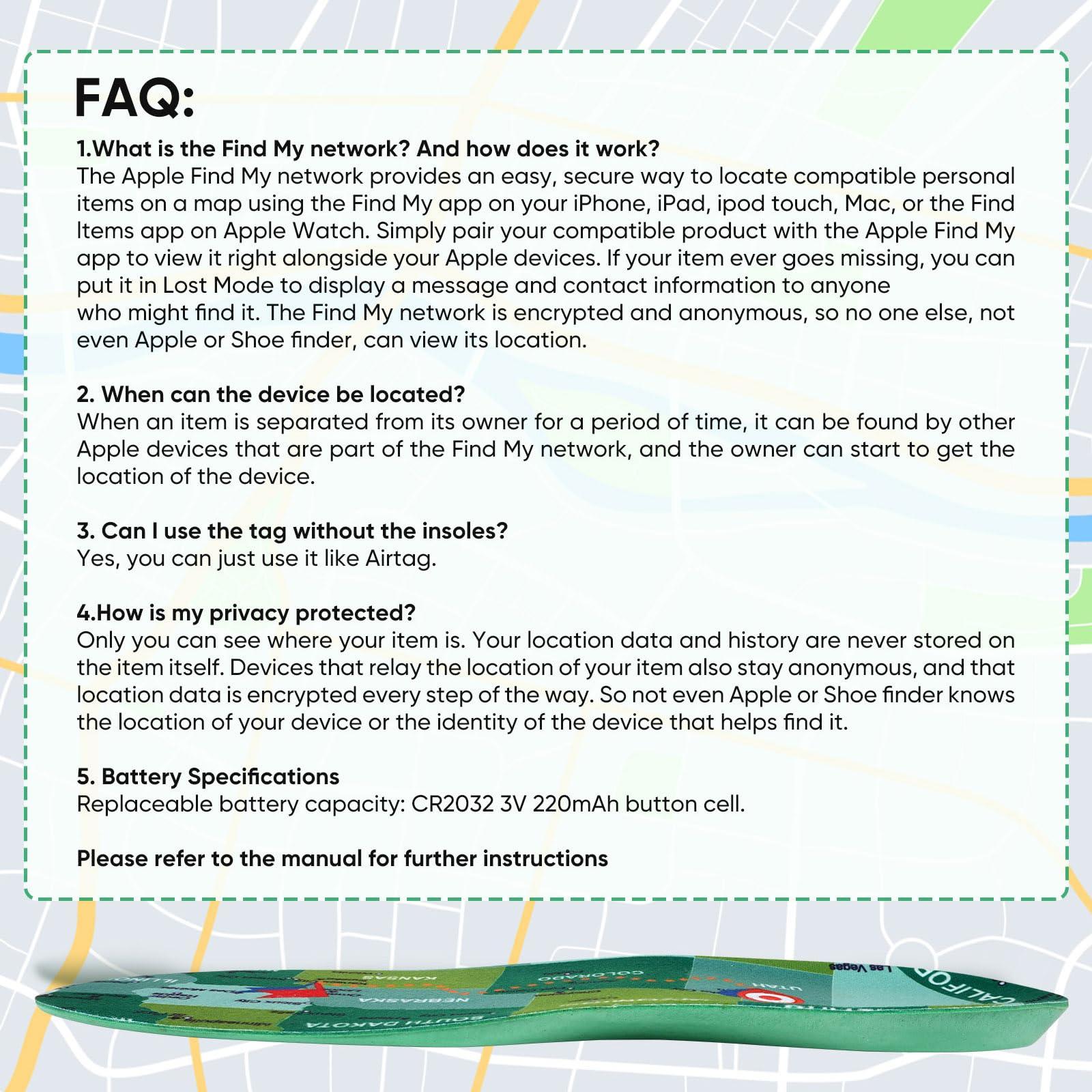 dyeoxy Shoe Finder Insole Tracker with Apple Find My Network (iOS Only) for Kids & Elderly, AirTag Alternative for Footwear Tracking, Ideal for Locating Shoes or Loved Ones (215-230mm)