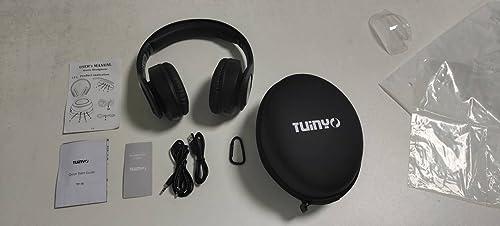 TUINYO TUINYO Wireless Headphones Over Ear, Bluetooth Headphones with Microphone, Foldable Stereo Wireless Headsetfor Travel Work TV PC Cellphone-Black