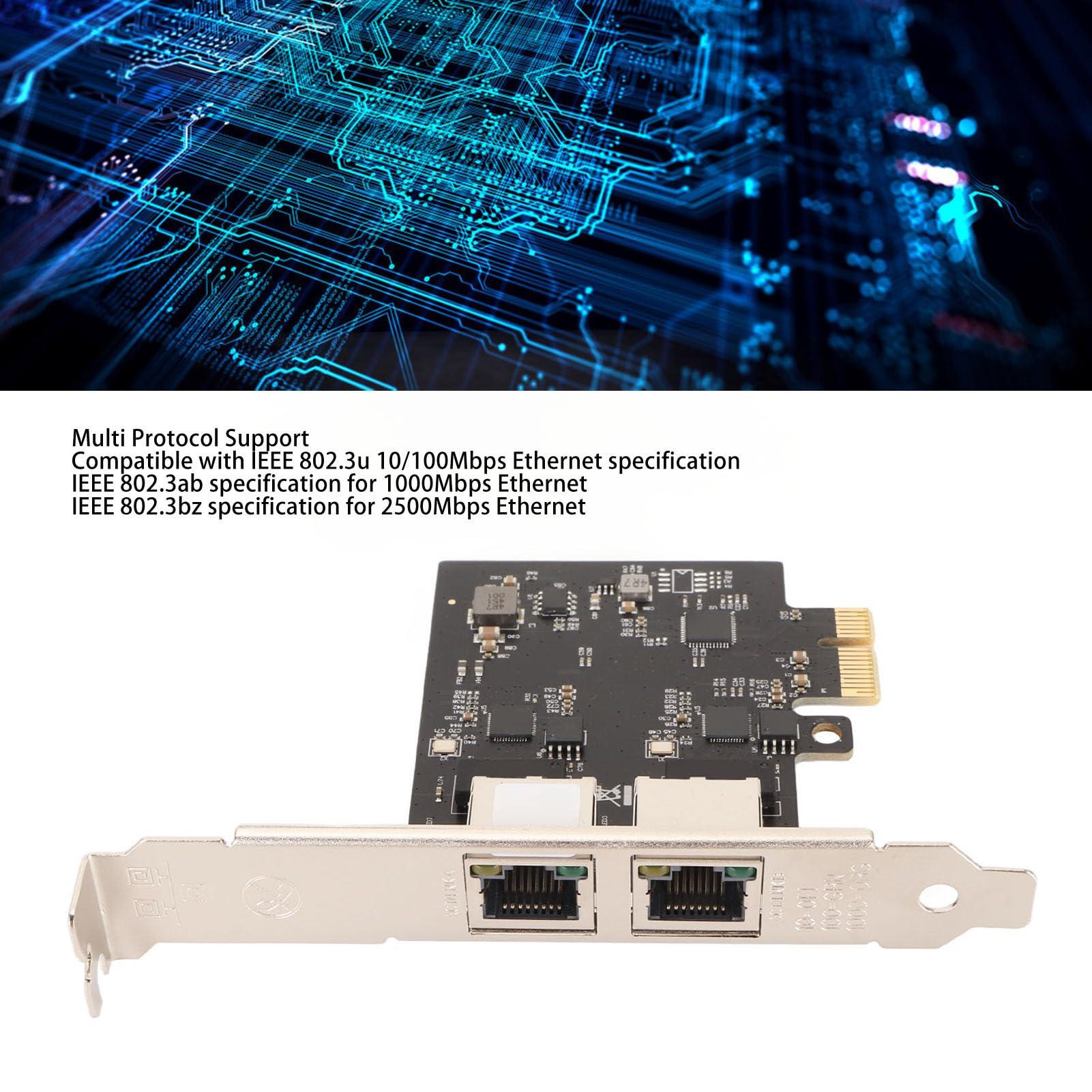 Srliya PCIe 2.5G Network Card Dual Port RTL8125B 2500M 1000M Computer Network Adapter Card for Desktop PC