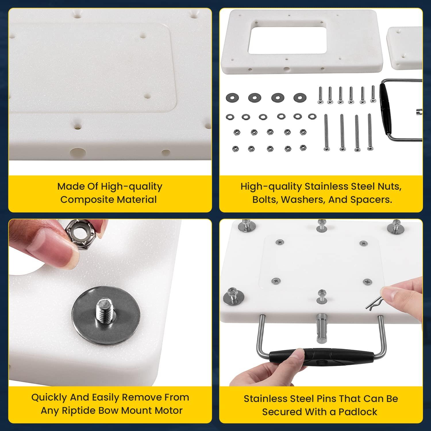 Sunluway For Minn Kota Quick Release Bracket RTA 17 1854017 Compatible with Riptide Terrova, Ulterra, PowerDrive V2, Deckhand 40 Motor, for Riptide Electric Steer Trolling Motor Mount Plate, White