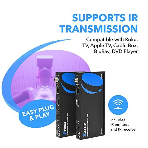 OREI OREI 1080p HDBaseT HDMI Extender over Cat5e/6 Ethernet LAN cable - Up to 500 Feet, Supports HDCP 1.4, Bi-Directional IR, HDMI Loop-out, RS-232, PoC, HDMI Balun (EX-500IR)