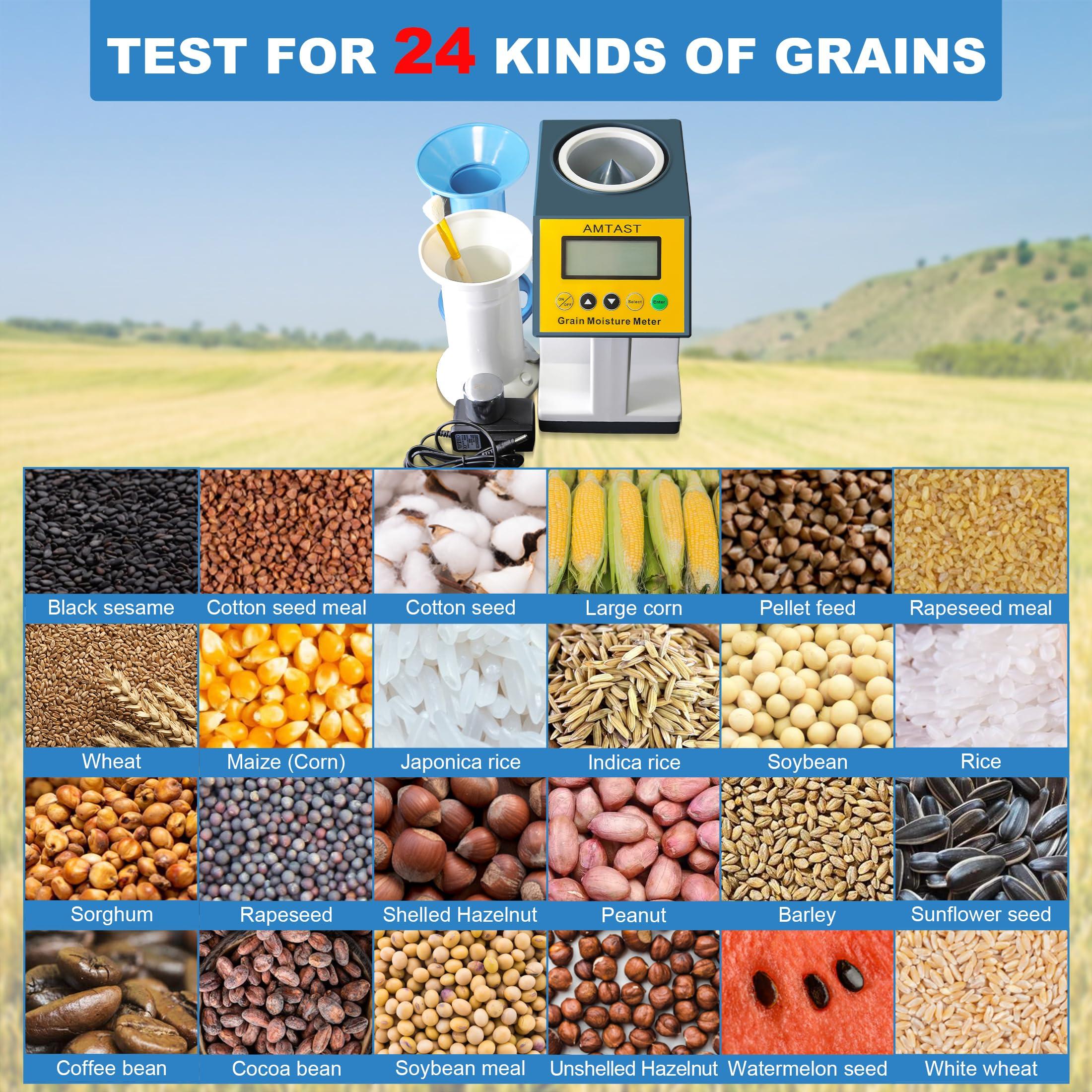 AMTAST Grains Moisture Density Weight Tester Grain Moisture Meter Smart Density Tester for 24 Kinds of Grains, Hazelnut, Coffee Beans, Cocoa Beans, Rice, Wheat, Corn, Upgraded Grain Moisture Tester GM005