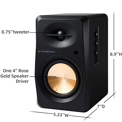 P Prosonic Prosonic BT30(2023 Version) Active Powered Bluetooth Bookshelf Speakers, Studio Monitor, Home Theater, Turntable with Optical Input, Coaxial Input, 2X RCA Aux Line Input, 80 Watts, (Black)