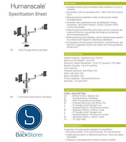 Humanscale Humanscale M/Flex M2.1 Monitor Arms Dual Brackets for 2 Monitors Clamp Mount 30 inch Post