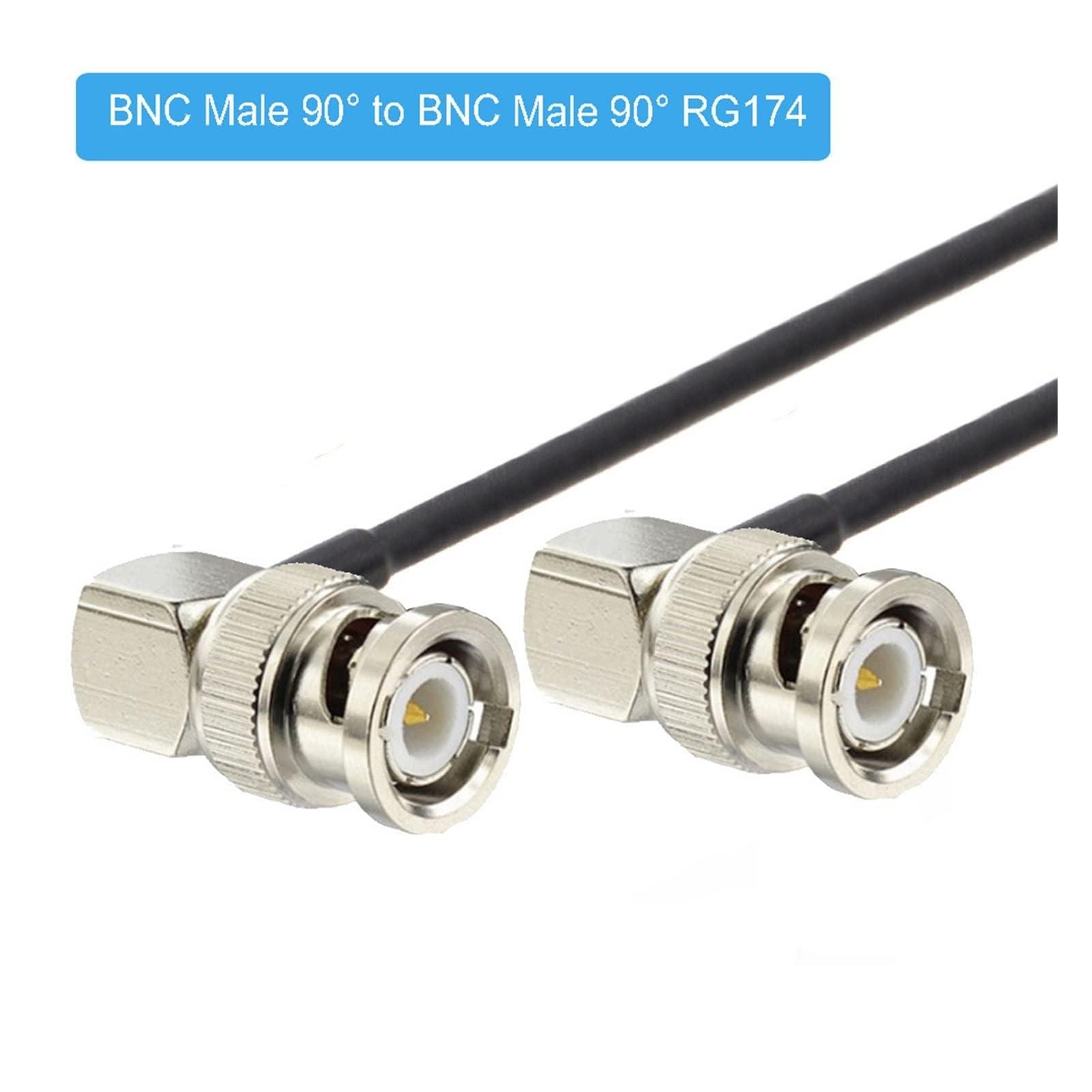 Skcvmn Right Angle BNC Male to Male Adapter RG174/RG58 RF Coaxial Cable 50 Ohm Compatible With Video Camera System BNC Coax Extension Pigtail Cord (Color : RG58, Size : 1M)