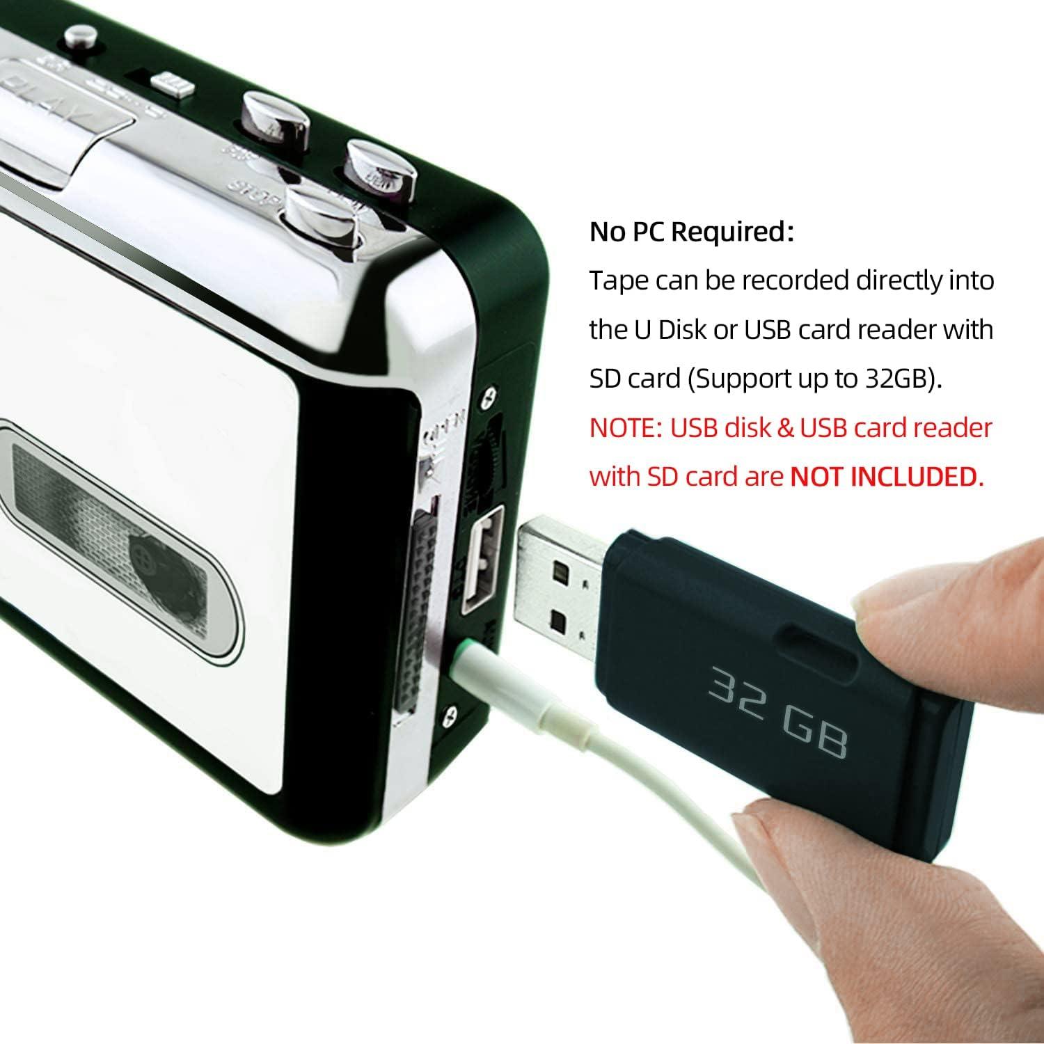 Reshow Reshow Portable Cassette Player, Best Overall Standalone USB Cassette to MP3 Converter, Audio Music Cassette Tape to Digital Converter Player (White)