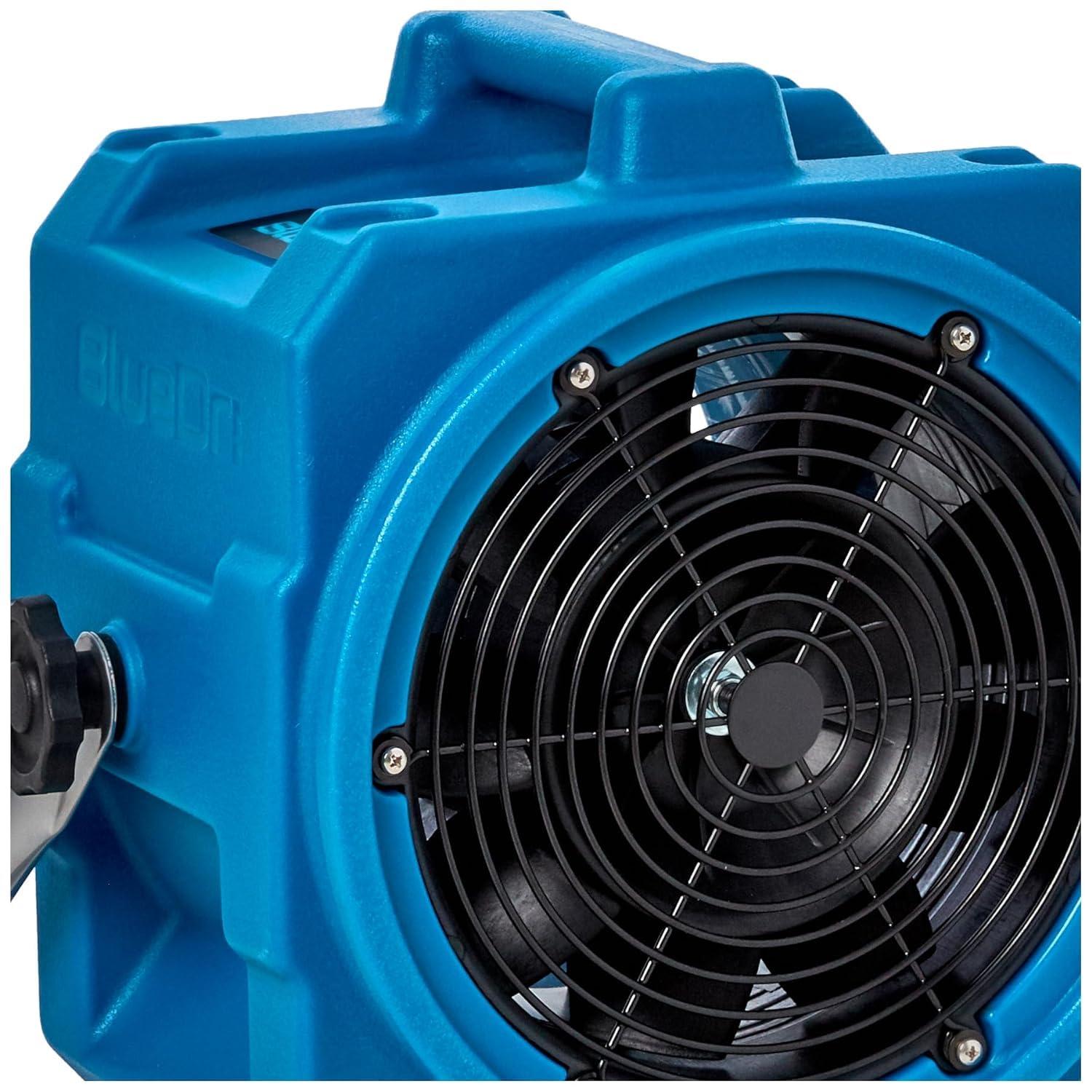 BlueDri BlueDri Portable 1/5 HP, 870 CFM Mini Axial Air Mover Fan with Wall Mount Option for Water Damage, Drying and Ventilation, Blue, MA-870, Small