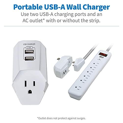 Tripp Lite Tripp Lite Surge Protector Power Strip 7-Outlet with 2 USB Ports 6ft Cord White (TLP616USB)