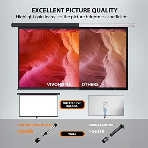 VIVOHOME VIVOHOME 100 Inch Electric Motorized Projector Screen with Remote, 16:9 8K 4K Ultra HD Widescreen for Movie Home Theater Cinema Office Video Game