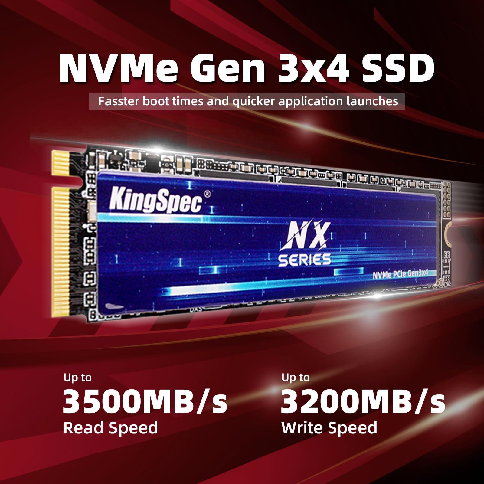 KingSpec KingSpec NX Series 2TB Gen3x4 NVMe M.2 SSD, Up to 3500MB/s, 3D NAND Flash M2 2280 Internal Solid State Drive, for Desktop and Laptop