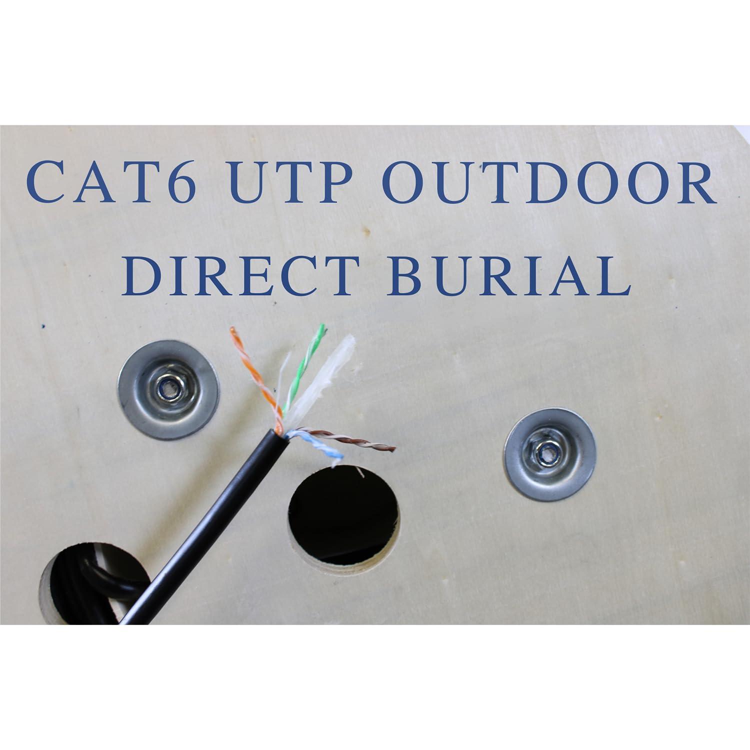 Turnstone Cables Cat6 Outdoor (CMX), 1000ft, 23AWG | 100% Solid Bare Copper | 550MHz | Unshielded Twisted Pair (UTP) Bulk Ethernet Cable (Cat6 Outdoor Black)