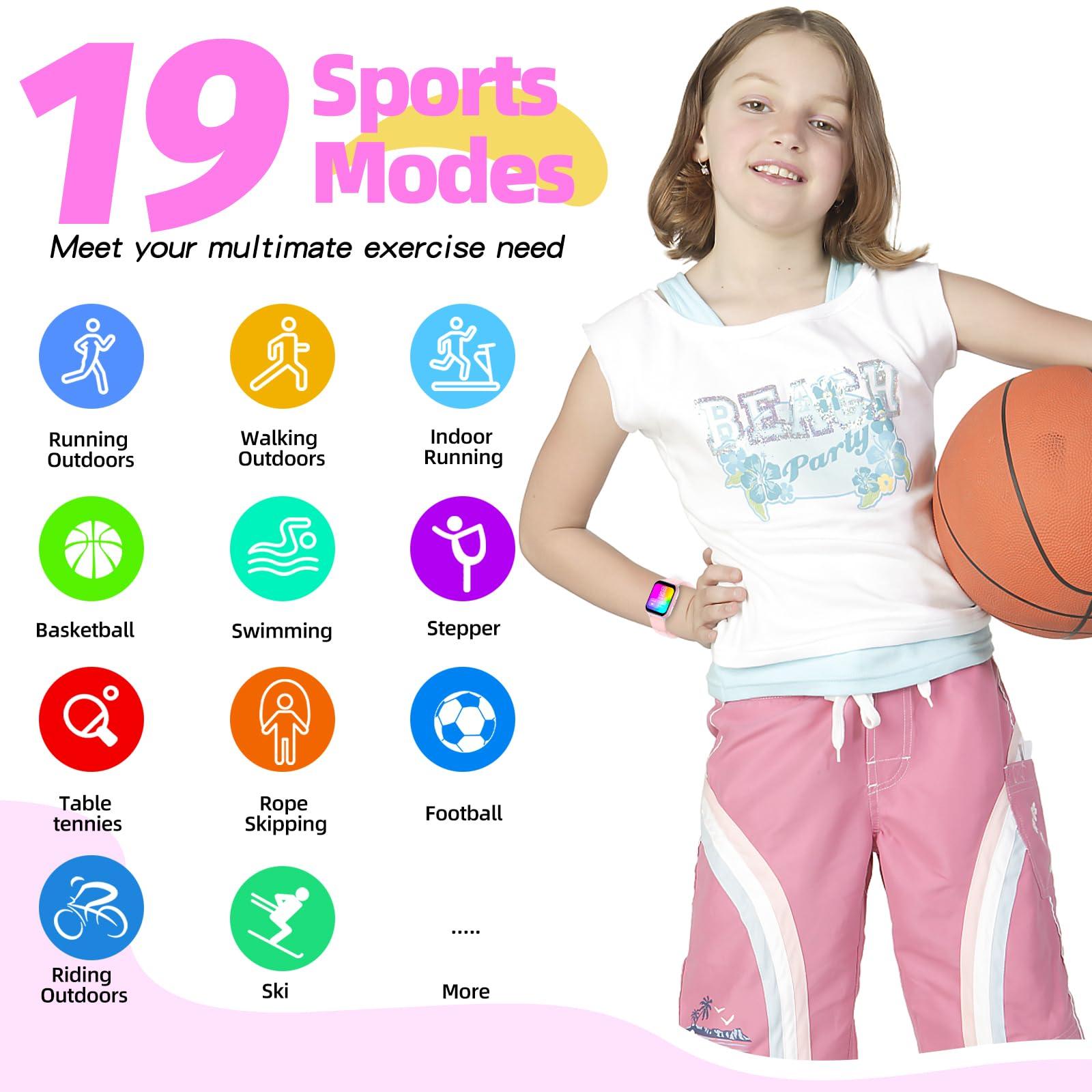 YOUSOKU YOUSOKU Kids Smart Watch Girls Boys, Fitness Tracker for Kids,1.5 inch and DIY Dials,19 Sport Modes, Sleep Monitor, Pedometers, Heart Rate, IP68 Waterproof, Great Gift for Boys Girls Teens 6-14 (Pink)