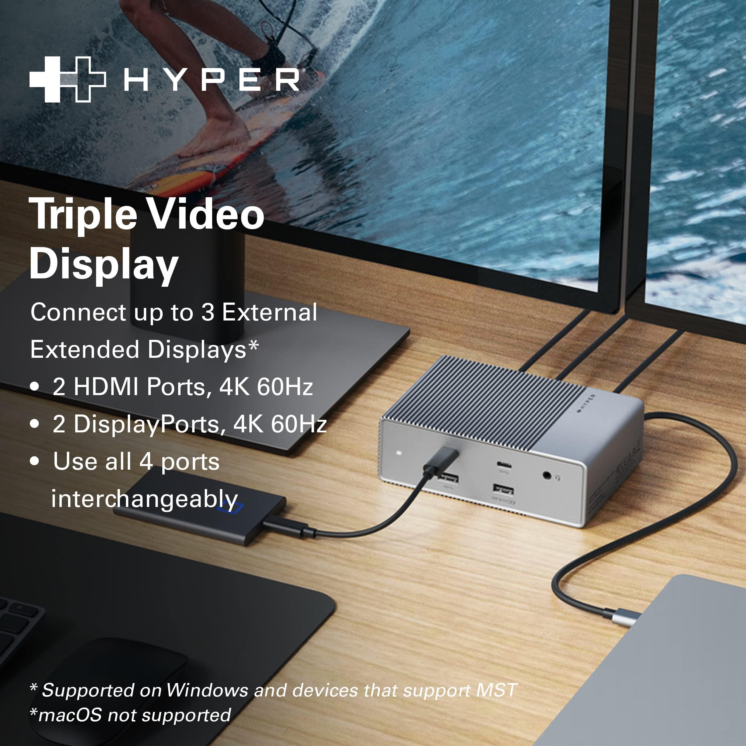 Hyper HyperDrive GEN2 15-in-1 USB-C Docking Station for MacBook, iPad, PC - HDMI or DP, Up to 3 Extended Displays, High-Speed USB Data Transfer