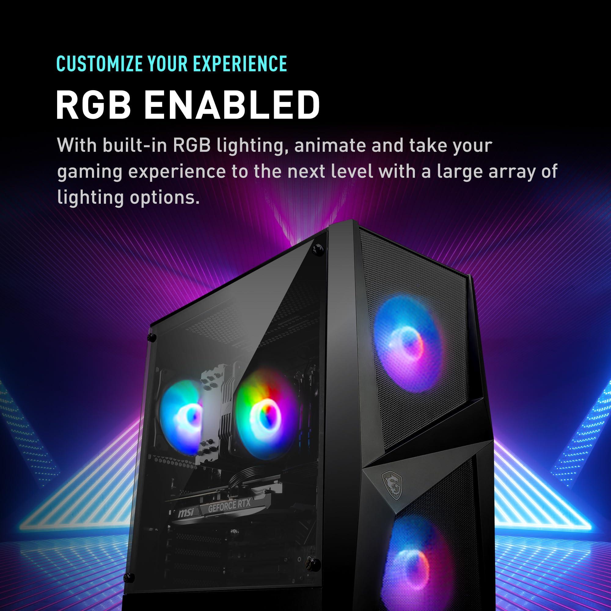 MSI MSI Codex R Gaming Desktop: Intel Core i5-13400F, RTX 4060, 32GB DDR5, 2TB M.2 NVMe Gen3, RGB Fan Cooling, 650W 80+ Gold, Keyboard & Mouse, DIY Friendly, Windows 11 Pro: 13NUC5-068US,Black