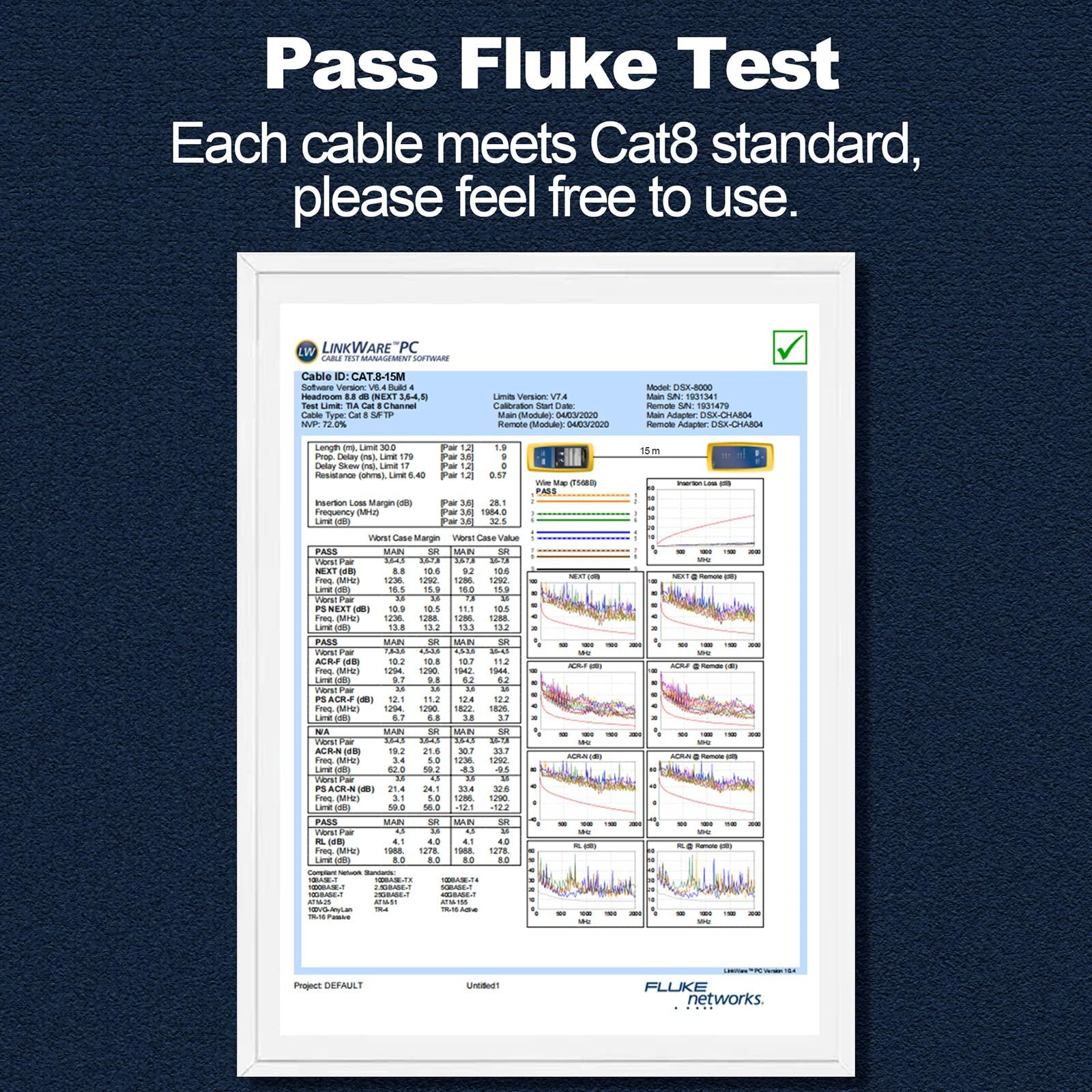 LEKVKM LEKVKM Cat8 Bulk Ethernet Cable 650FT Round S/FTP Outdoor&Indoor Heavy Duty High Speed Cat8 LAN Network Cable 40Gbps 2000Mhz Orange