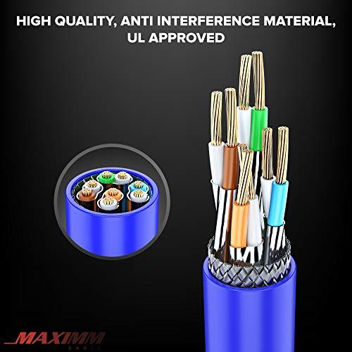 Maximm Cat 7 Ethernet Cable 75 ft - High-Speed Cat7 Internet & Network LAN Patch Cables, RJ45 Connectors - Perfect for Gaming, Streaming, and More (Blue)