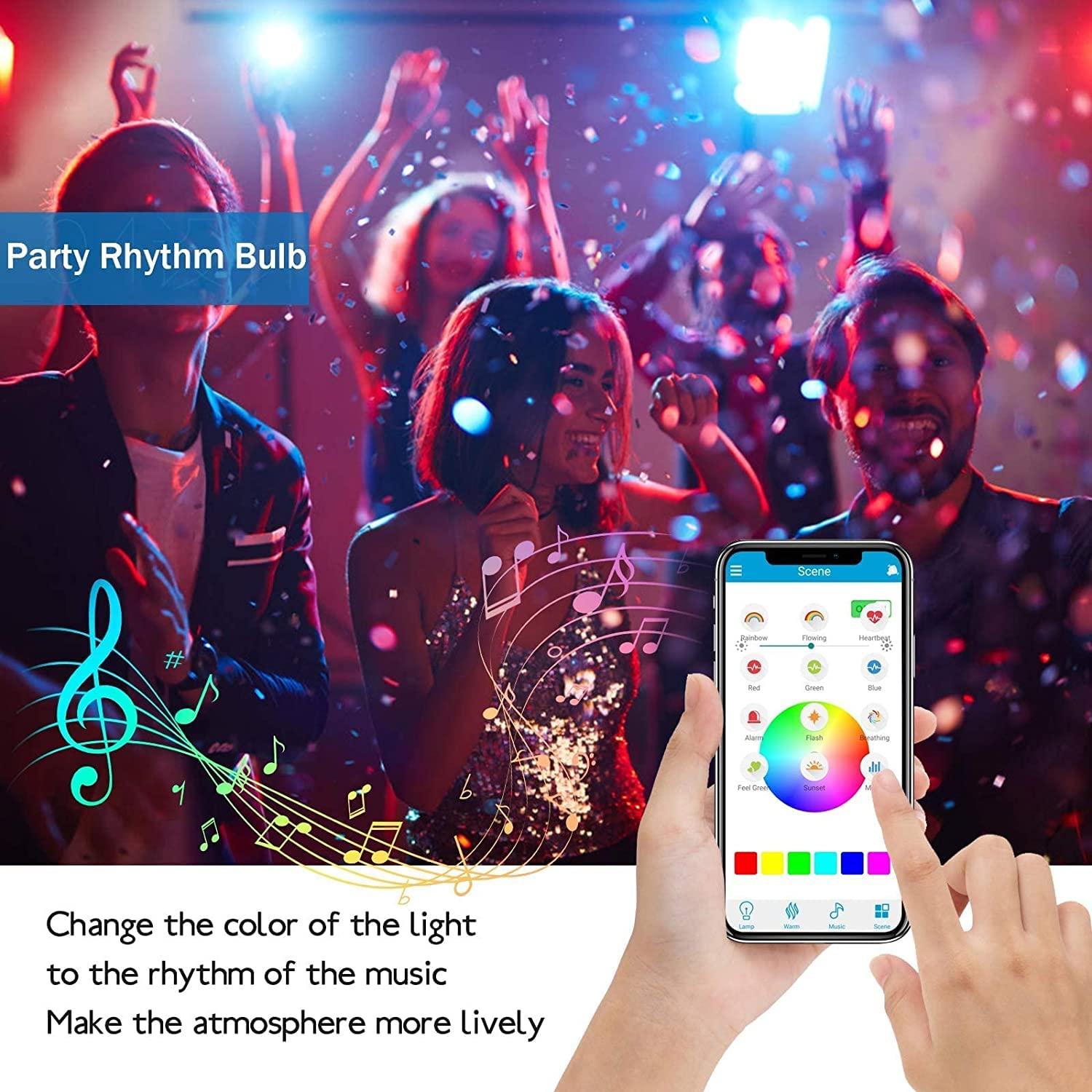 Genolite Genolite Smart Light Bulb with Bluetooth Speaker 7W 350lm 2700-6500k E27 Controlled RGB Multi Color Adjustable and Dimmable by Wireless APP Music Speaker and Bulb 2 in 1 Mood Lighting