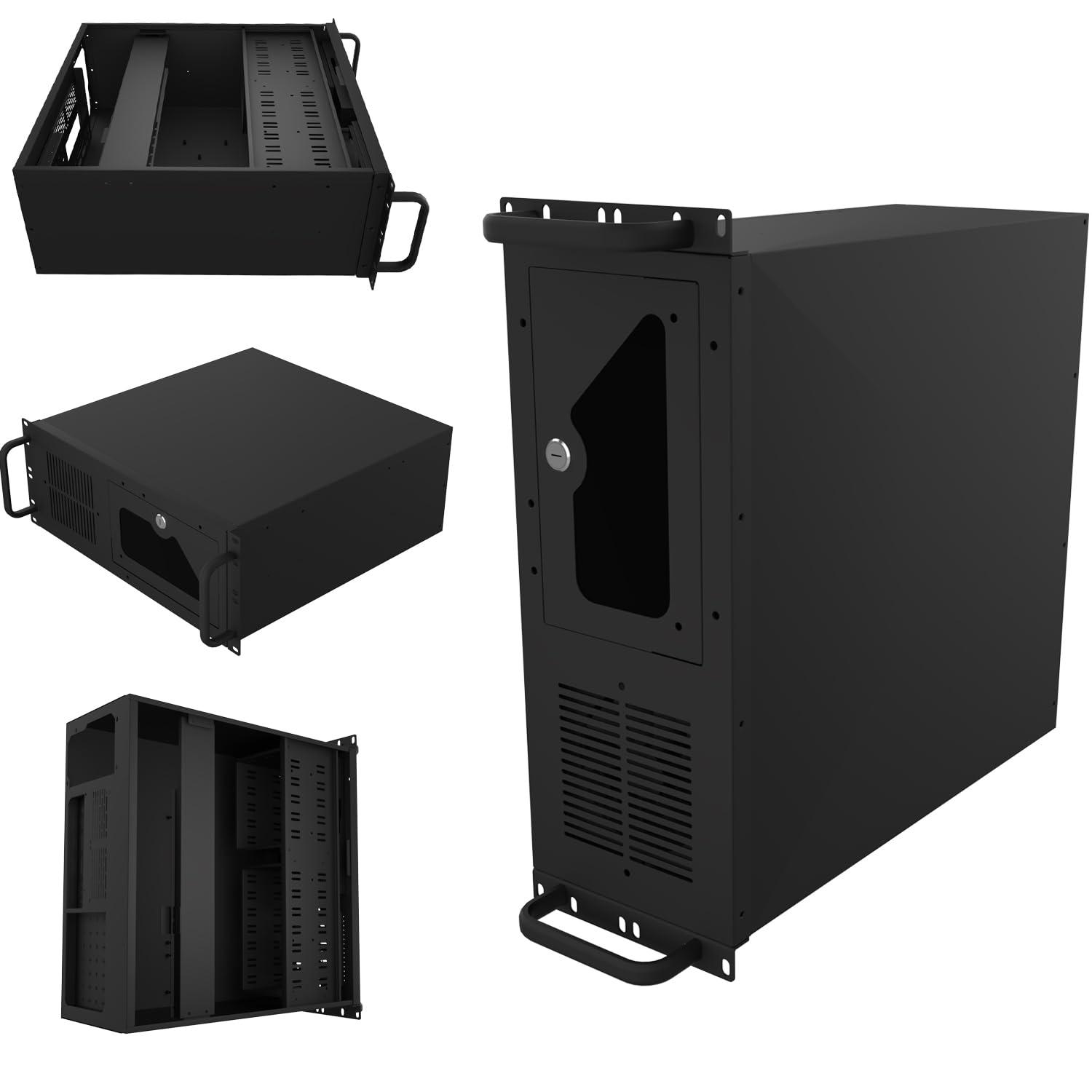 GPERHUAN 4U Server Cabinet Case,4U Server Chassis Rackmount Server Case 7 x PCI Slot Rackmount 4U Server Chassis Lockable with Key