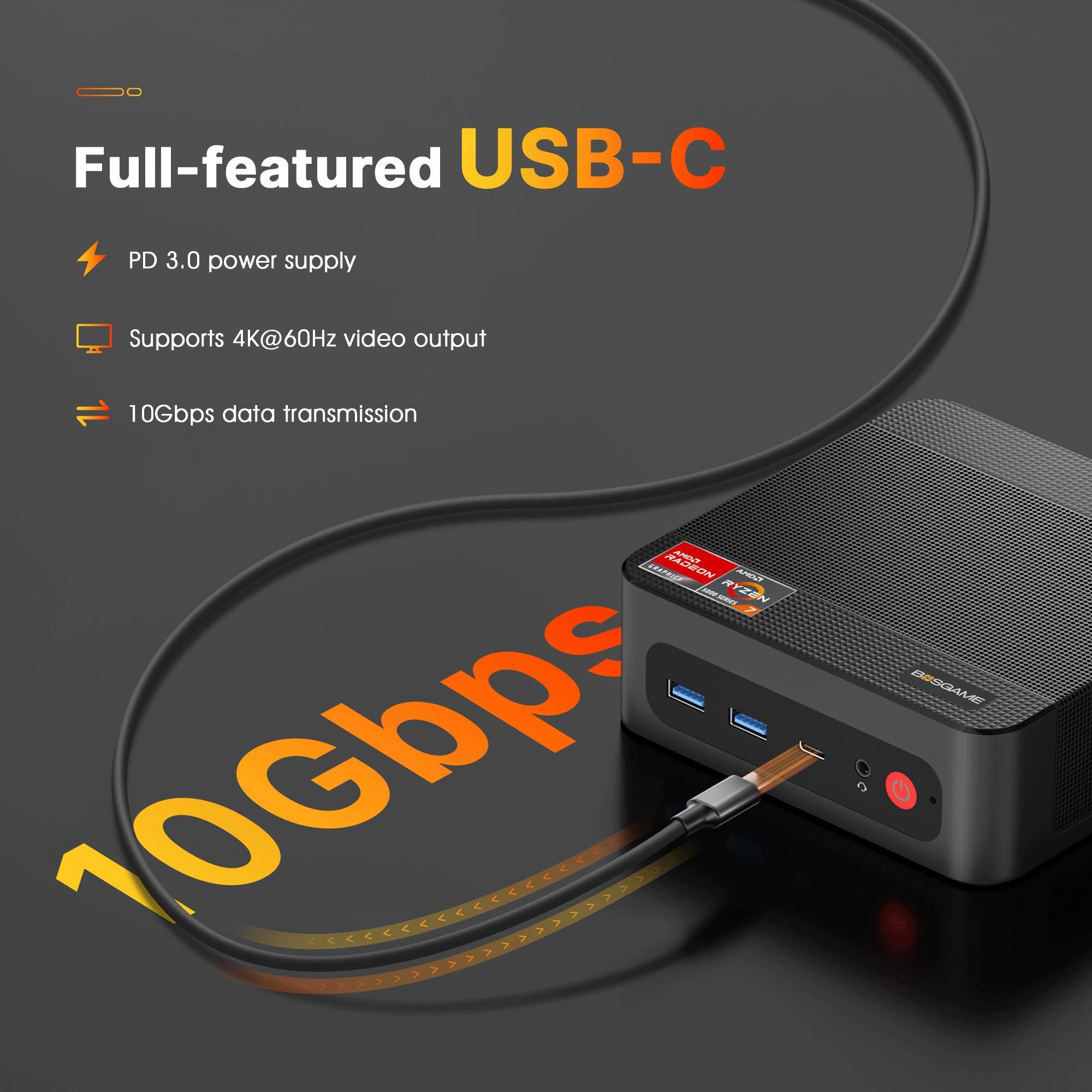 BOSGAME BOSGAME P4 Mini PC Gaming, AMD Ryzen 7 5825U Desktop Computer, 16GB DDR4 512GB SSD Mini Computers (up to 4.5Ghz), 4K Triple Display Micro Desktop PC BT5.2/Wi-Fi6E