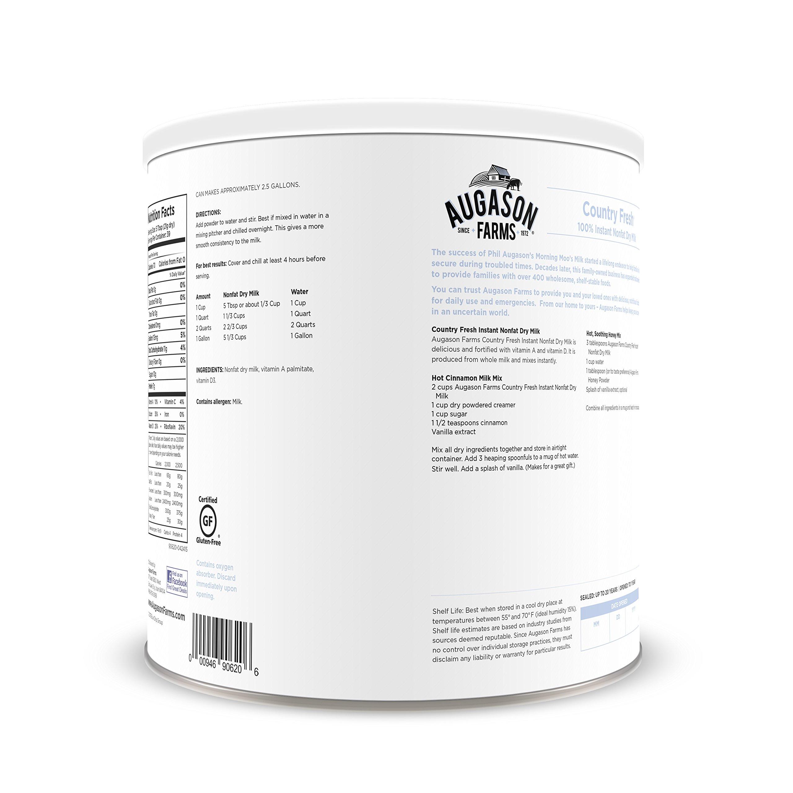 Augason Farms Augason Farms Country Fresh Instant Nonfat Dry Milk Can, Emergency Food Supply, Everyday Meals, 39 Servings