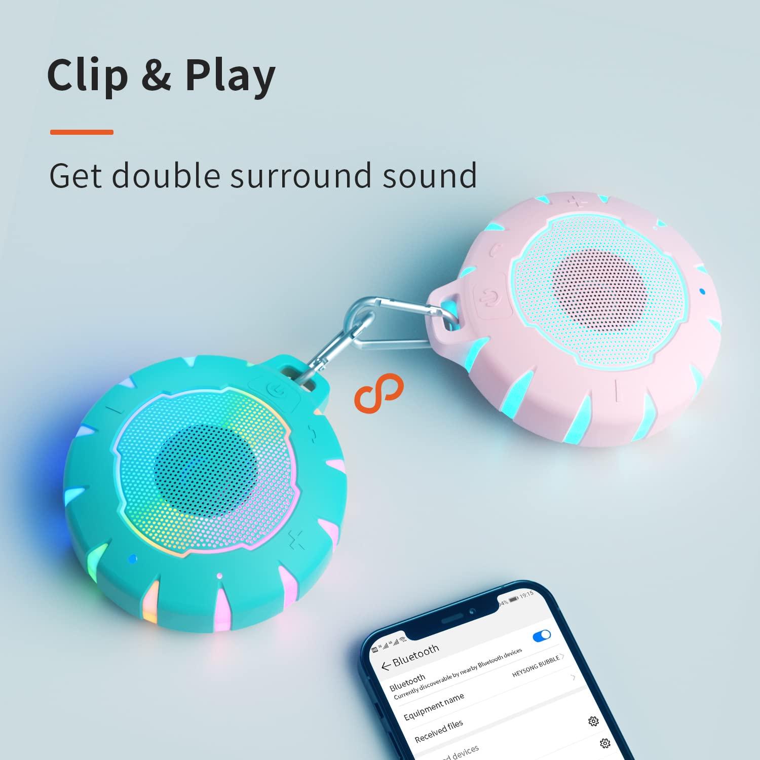 HEYSONG HEYSONG Waterproof Shower Bluetooth Speaker, Durable & Portable with Clear Sound, Ideal for Shower, Pool, Beach & Kayaking Great Gift for Girls, Women & Men