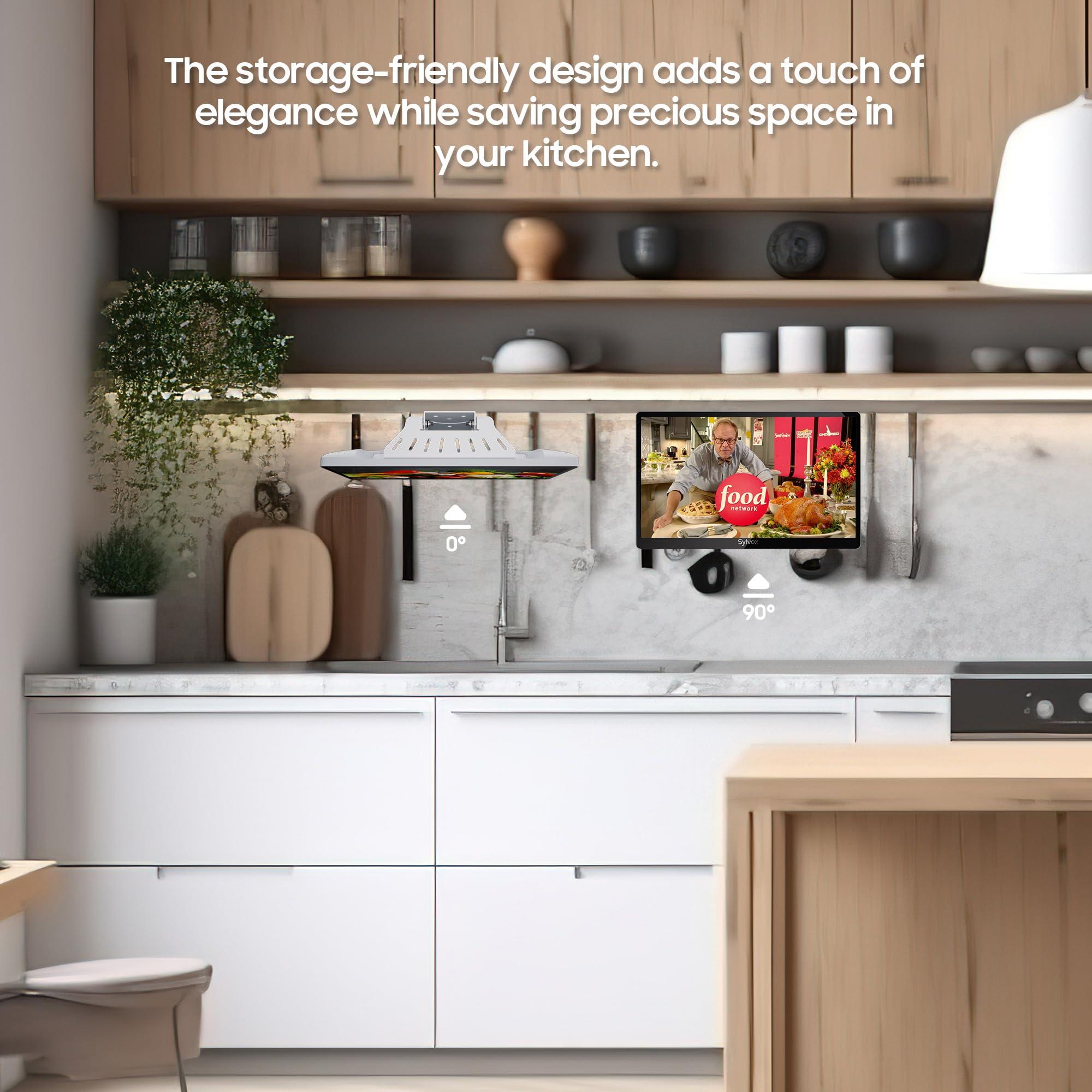 SYLVOX SYLVOX 15.6" Flip-Down TV for Under Cabinet, 12-Volt Small TV with 90-Degree Rotation, Digital Noise Reduction, and Storage Design for Kitchen, Bedroom, RV, and Yacht