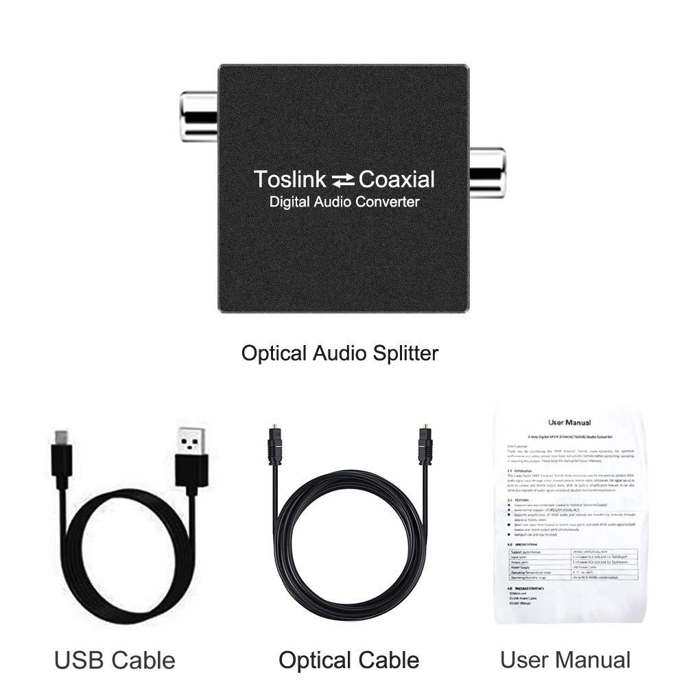 Laboen Bi-Directional Coax Digital Audio Adapter - Coax to Optical or Optical to Coaxial Converter
