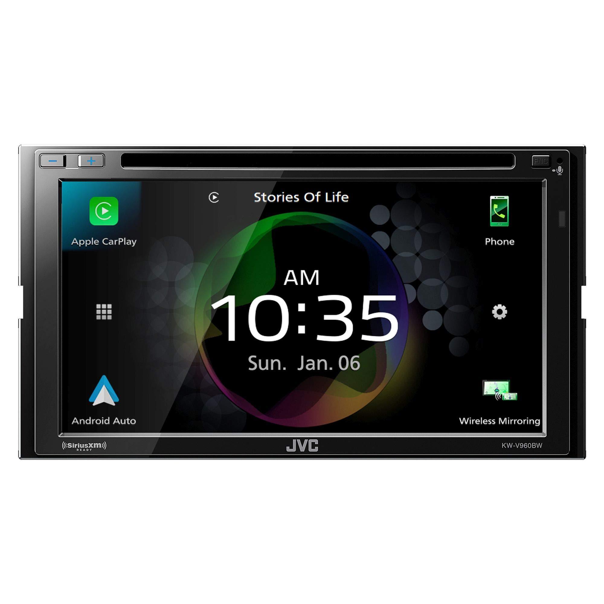 JVC JVC KW-V960BW CDDVD AV Receiver with Bluetooth, Wireless Android Auto & Wireless Apple CarPlay, Includes KS-GC10Q Qi Wireless Charging Magnetic Mount Cradle