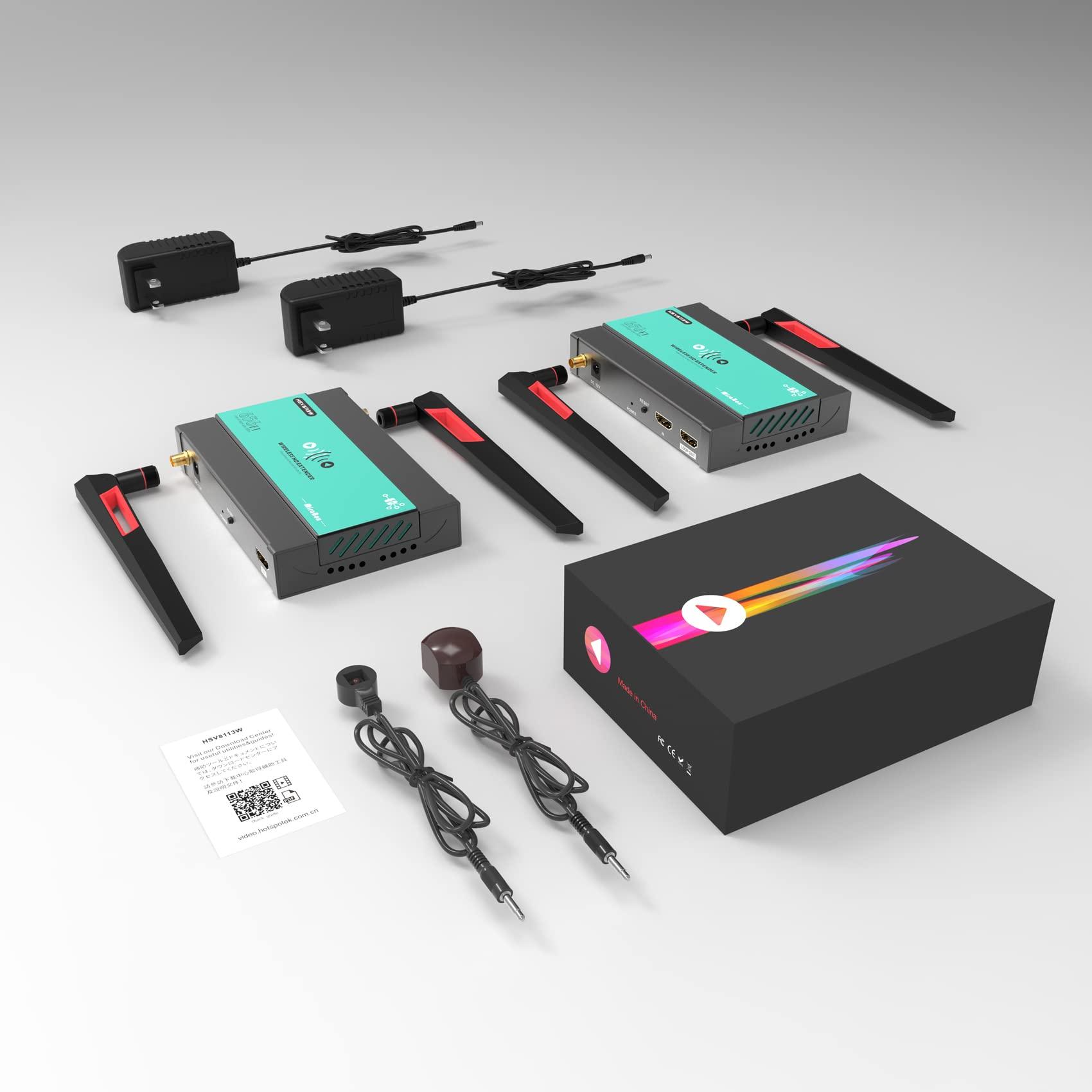 Mirabox Mirabox Wireless HDMI Transmitter and Receiver Extender 1x4-200m(656Ft) 5.8GHz 1080P@60Hz Audio Video Extender Kit with IR and HDMI Loop-Out for TV,DSLR Camera,Projector,DVR,Laptop,PS5,Switch