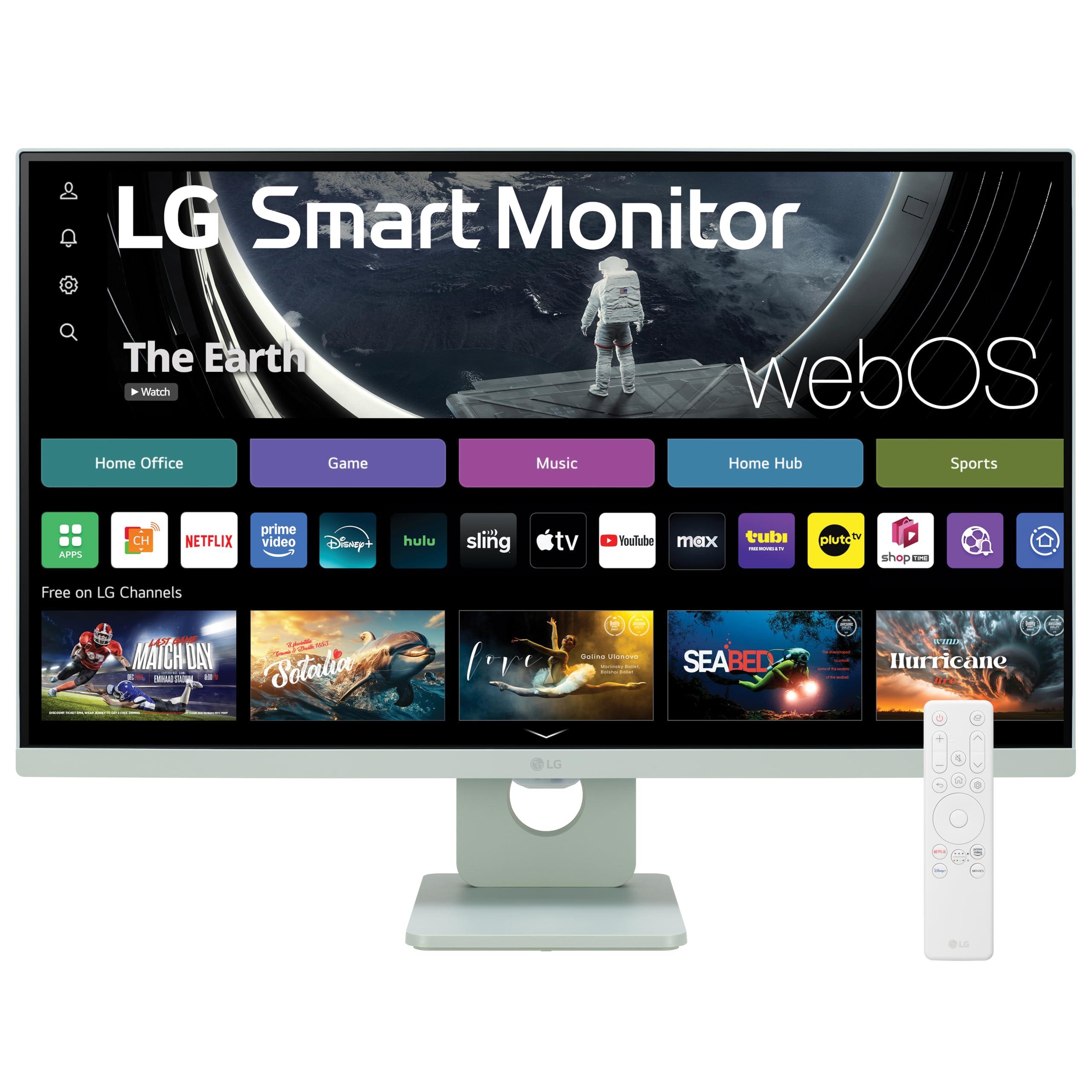 LG LG 27SR50F-G MyView Smart Monitor 27-Inch FHD (1920x1080) IPS Display, webOS 23, HDR 10, x2 Built-in Speakers, AirPlay 2, Screen Share, Bluetooth, ThinQ App, Remote Control, Green