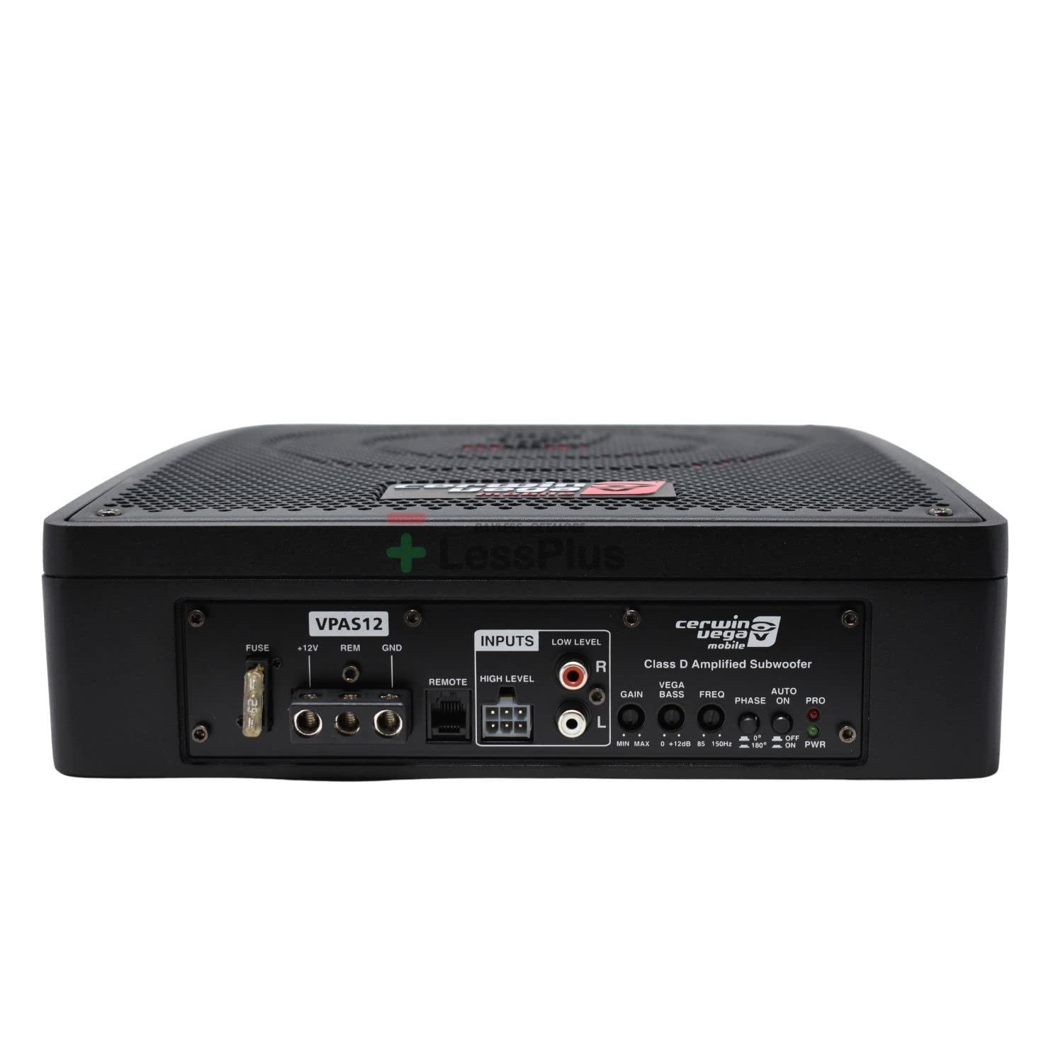 CERWIN-VEGA! CERWIN-VEGA! VPAS12 12-Inch 600W Compact Powered Subwoofer Slim Design with Passive Radiator, Bass Boost & Remote Control Perfect for Cars, Trucks & SUVs