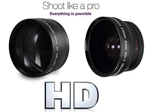 HD Ser 2-Pcs Hi Def Telephoto & Wide Angle Lens Kit for FujiFilm X-E3 (58mm Compatible)