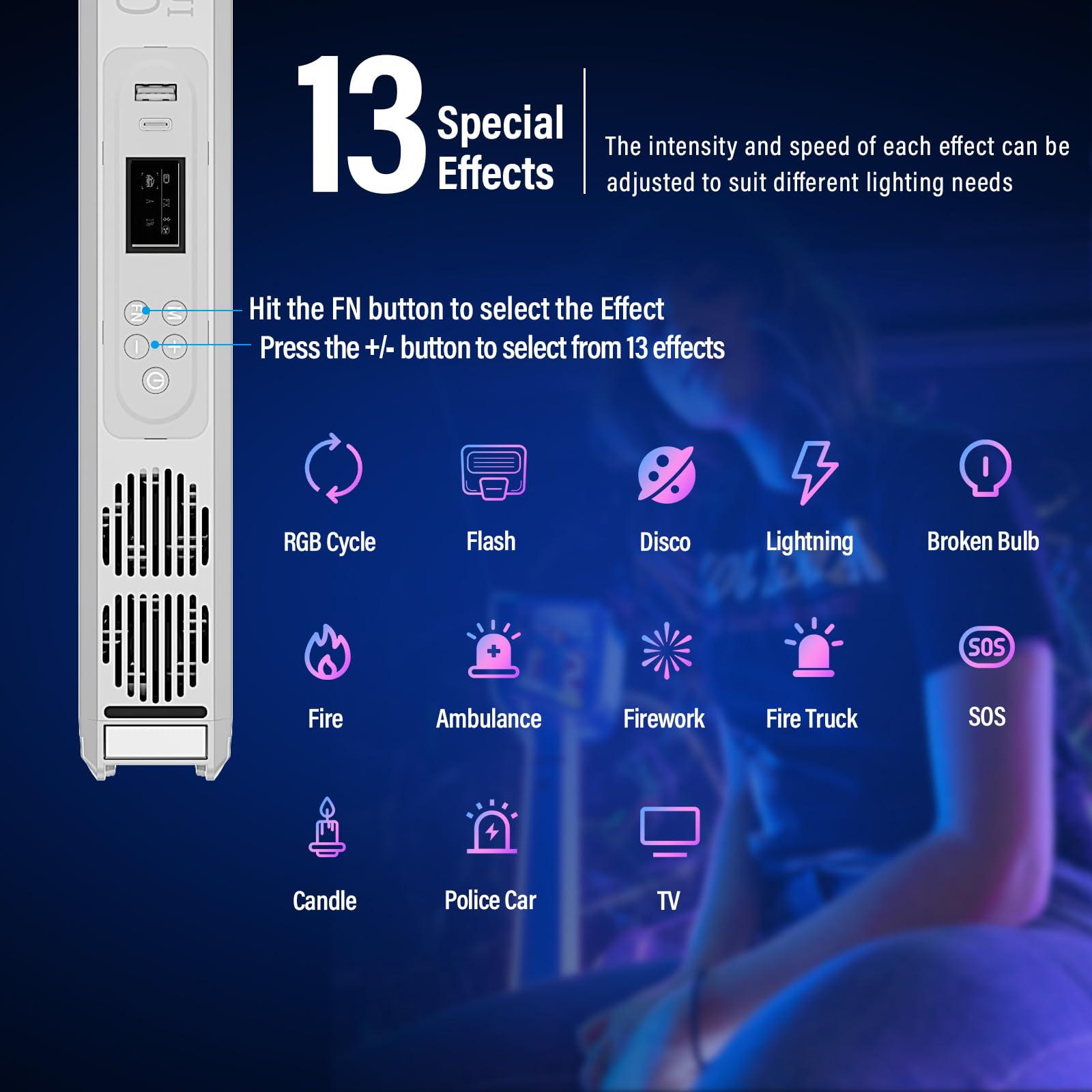 Sirui SIRUI 30W RGB LED Video Light Stick, T30 Tube Light, 2500K~7000K, 2580 lux/0.5m, TLCI 98, CRI 96, 6 Pixel Effects, 13 Light Effects, Full-Color LED Light, Reverse Charging, Magnetic Light, White