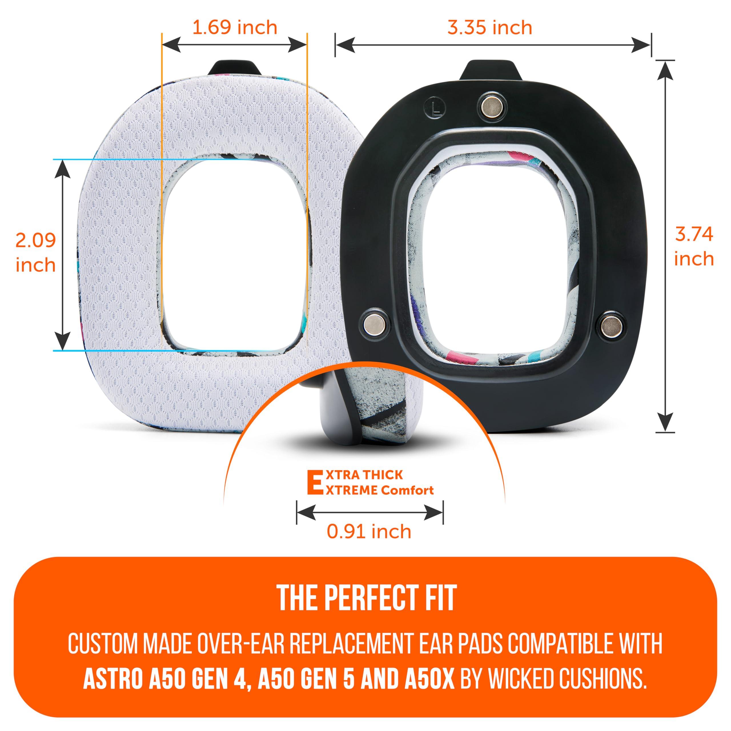 WC WC Freeze A50 - Cooling Gel Replacement Earpads for Astro A50 Gen 4, Gen 5 and A50X Only, Made by Wicked Cushions, Improved Durability, Thickness and Sound Isolation | 90's White