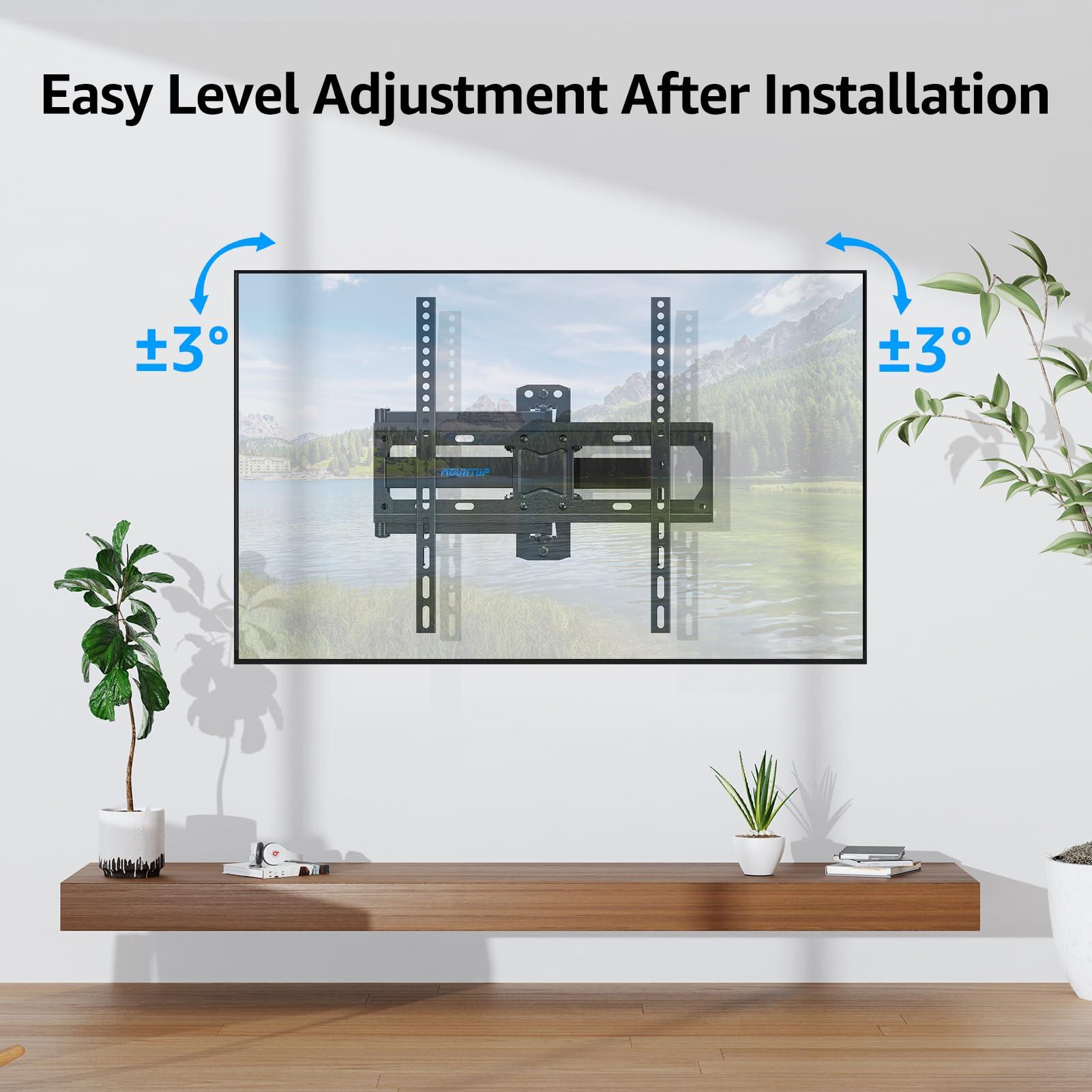 MOUNTUP MOUNTUP TV Wall Mount, Full Motion TV Bracket for Most 26-55 Inch Flat Screen/Curved TVs, Universal Articulating Single Stud Swivel Tilt Wall Mount with Max VESA 400x400mm, Holds up to 77 lbs