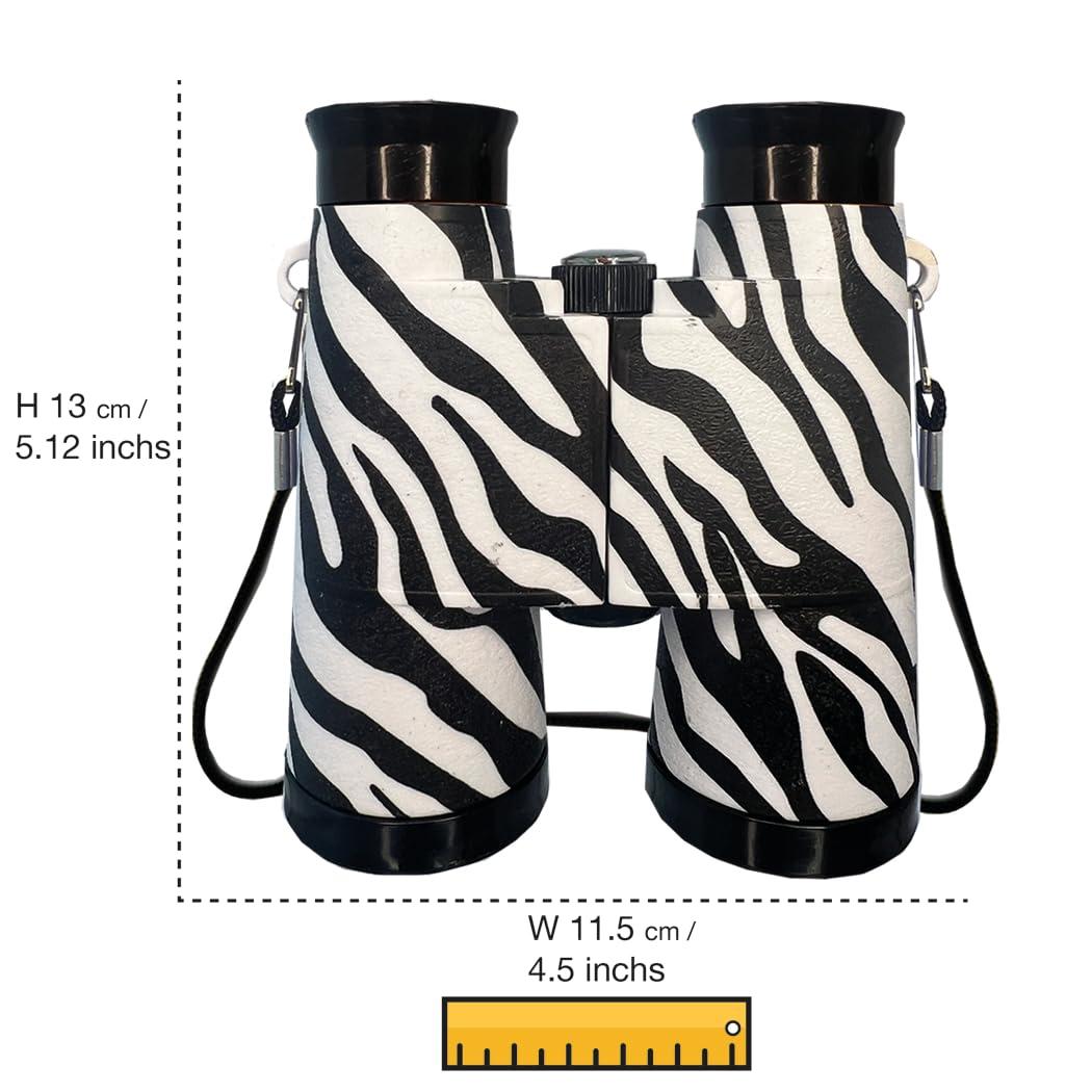 ExplorAvision ExplorAvision - Zebra Binocular from Deluxebase. Safari Portable and Compact Binoculars for Kids, Educational Animal Explorer for Outdoor Adventure and Play.