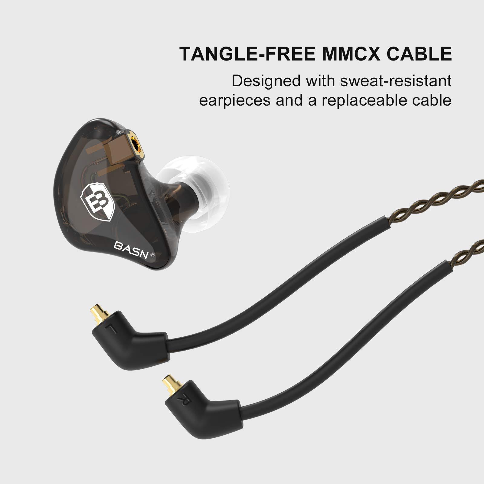 BASN BASN in Ear Monitor Headphones for Musicians, Bsinger 2nd Generation Sound Isolating Earphones with Dual Dynamic Drivers Detachable MMCX Cable (Brown)