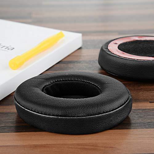 GEEKRIA Geekria QuickFit Replacement Ear Pads for Beats Solo2 Wired, Solo2.0 Wired (B0518) Headphones Ear Cushions, Headset Earpads, Ear Cups Cover Repair Parts (Black)