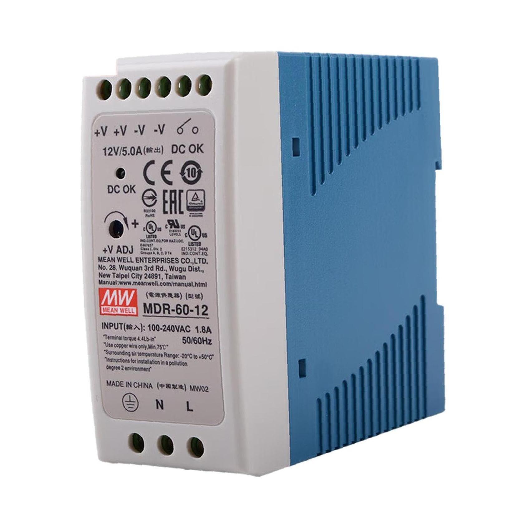 MEAN WELL DIN Rail PS 60W 12V 5A MDR-60-12 Meanwell AC-DC SMPS MDR-60 Series MEAN WELL Switching Power Supply