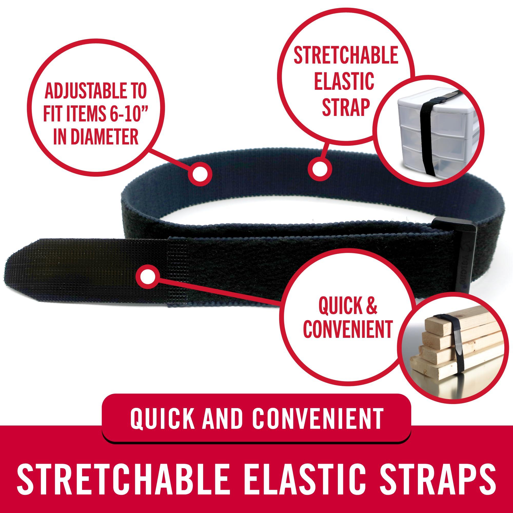 VELCRO Brand VELCRO Brand 30 Inch Elastic Straps 4 Pack | Stretchable and Adjustable For Snug Fit | Fasten Outdoor Umbrellas, Wood, Tarps, Blankets, Poles, More | Cinch with Buckle, Black 30x1"