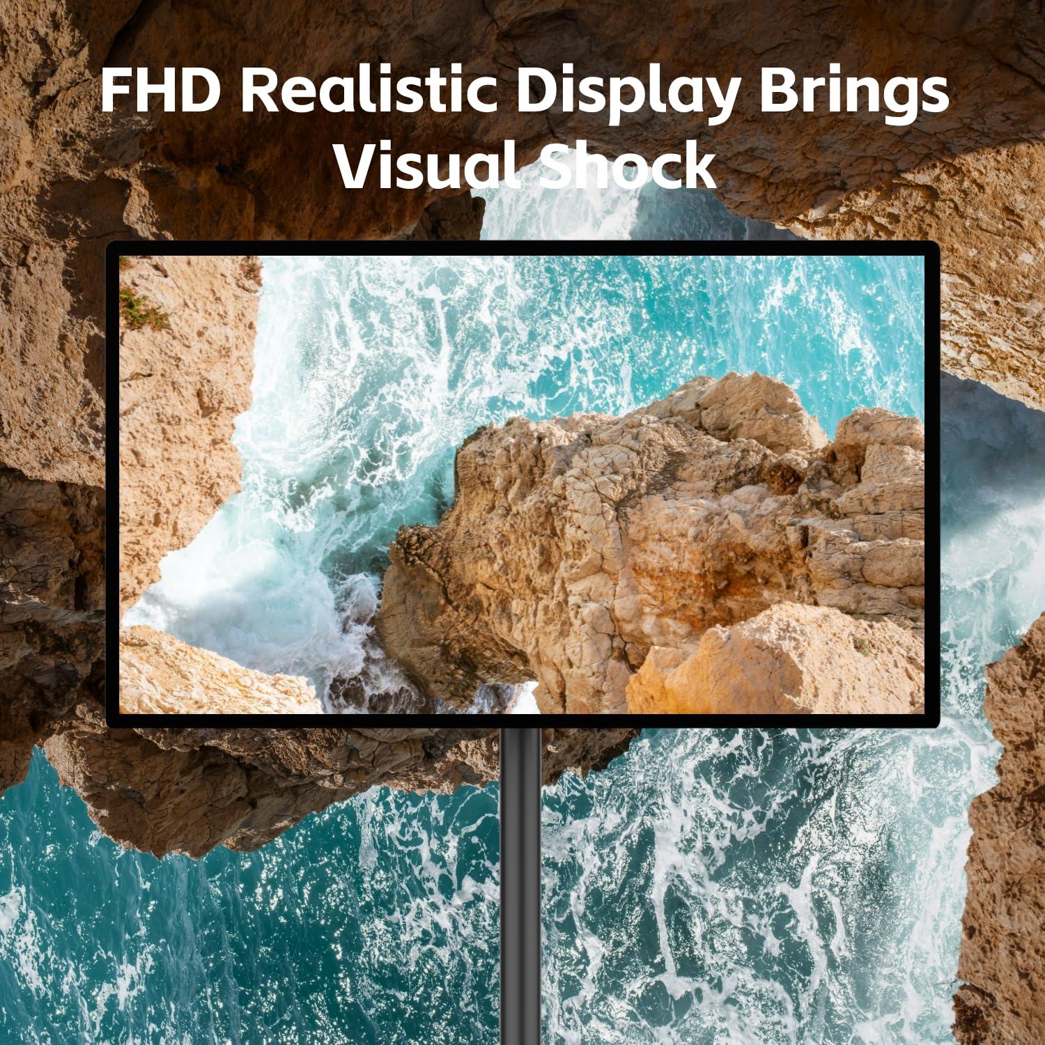 BFSign 32 Inch Portable TV on Wheels, 8G RAM +128GB, 8-core Qualcomm CPU Rolling TV with 19201080 Touch Screen, 4K Camera, Built-in 9000mAh Battery, Android 13 OS,Full Swivel Rotation