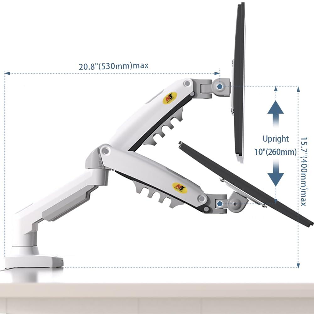 NB North Bayou NB North Bayou Dual Monitor Desk Mount Stand Full Motion Swivel Computer Monitor Arm for Two Screens 17-27 Inch with 4.4~19.8lbs Load Capacity for Each Display F160-W