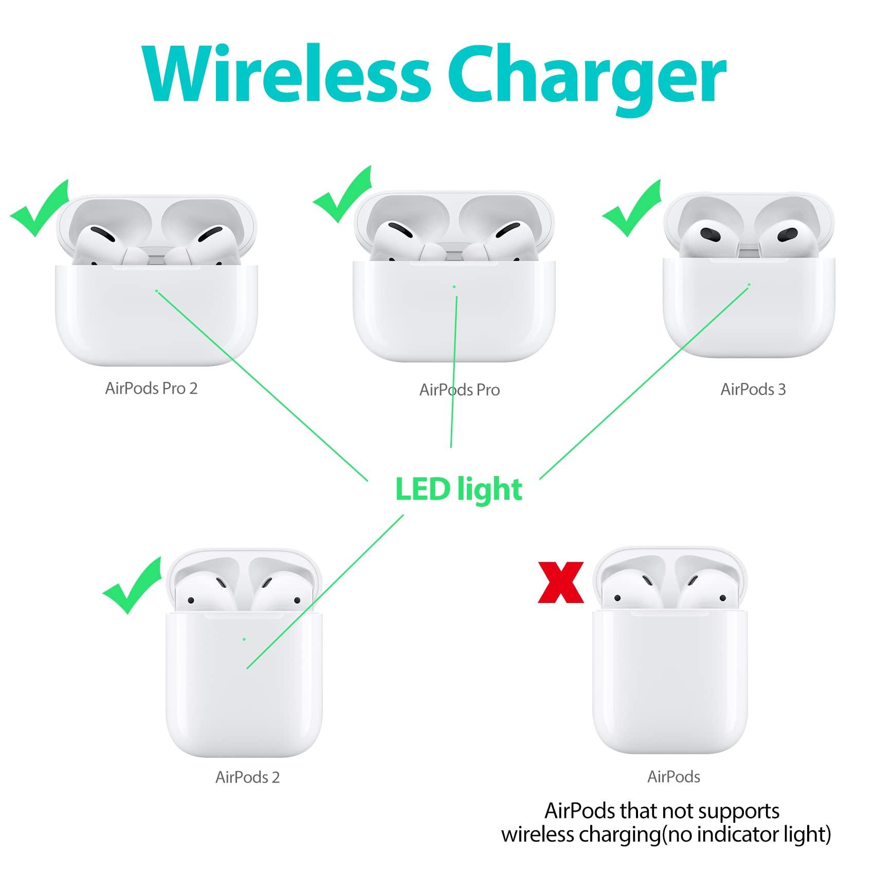 Miroddi Airpods Pro Charger, Wireless Charger for AirPods Pro 2, AirPods Pro 1, AirPods 4 (with ANC), AirPods 3, AirPods 2, AirPods Wireless Charging Station (No AirPods Included), Black